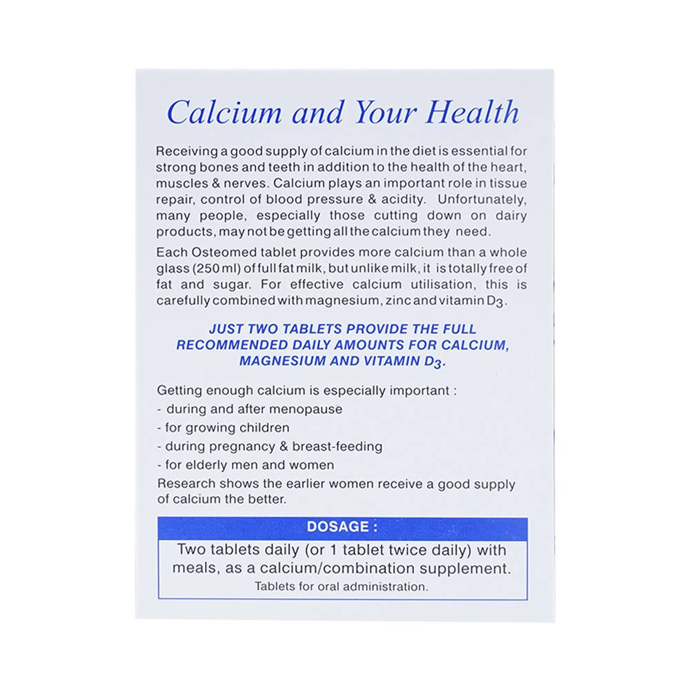 Viên nén Osteomed Meyer bổ sung canxi, Magne, kẽm, vitamin D3 và khoáng chất (2 vỉ x 15 viên)