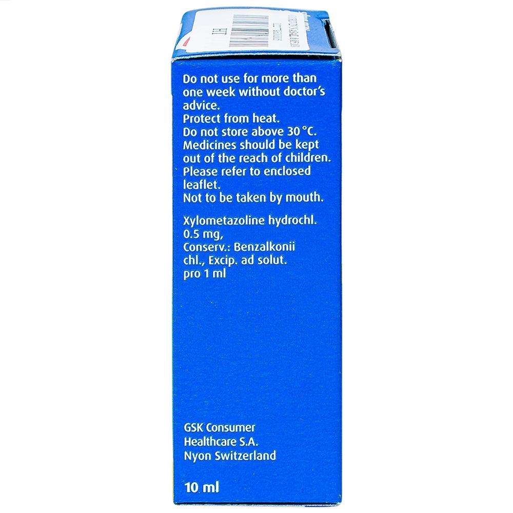 Thuốc nhỏ mũi Otrivin 0.05% GSK điều trị nghẹt mũi, sung huyết mũi họng (10ml)