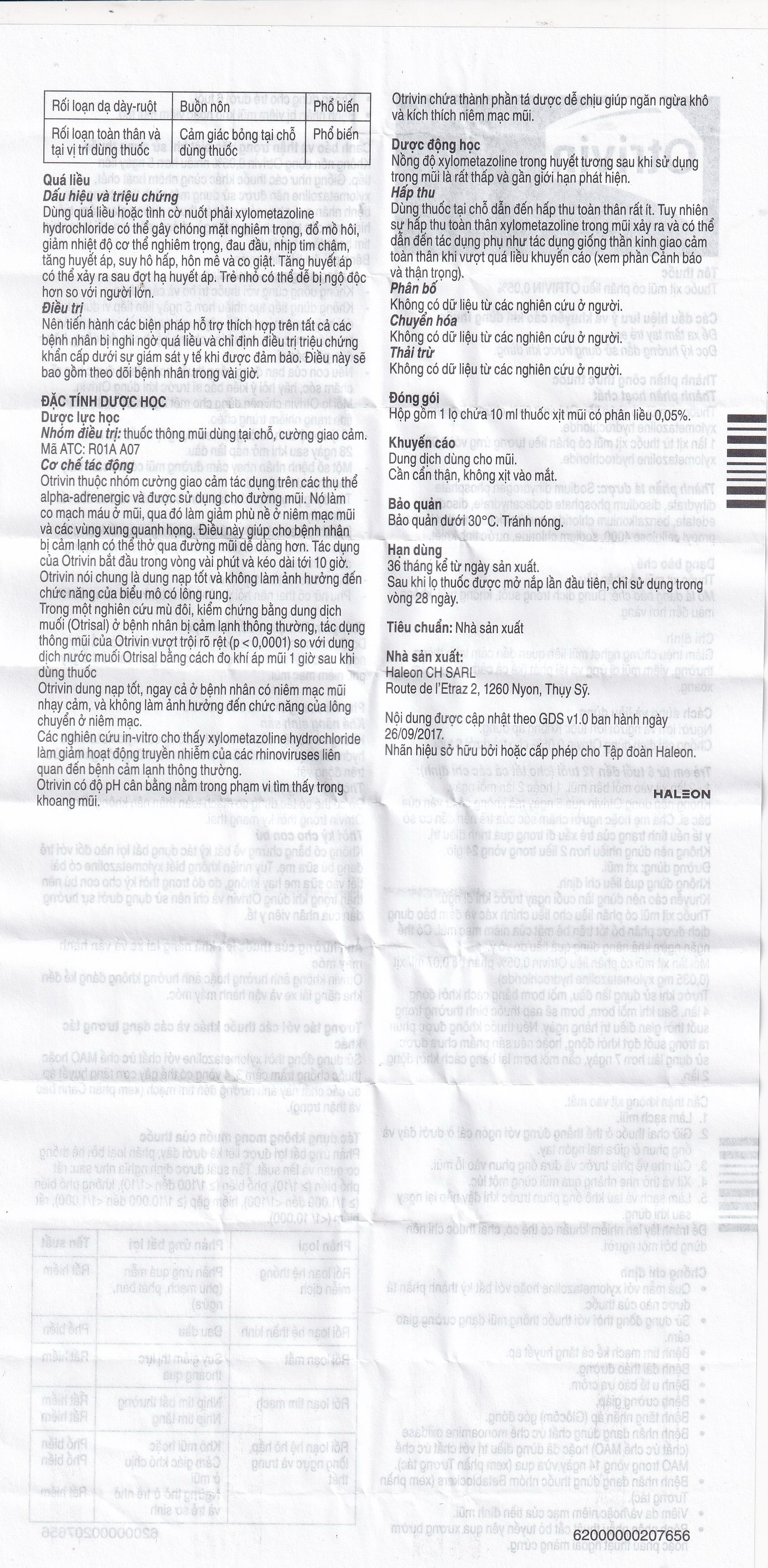 Thuốc xịt mũi Otrivin 0.05% GSK giảm triệu chứng nghẹt mũi, viêm mũi dị ứng (10ml)