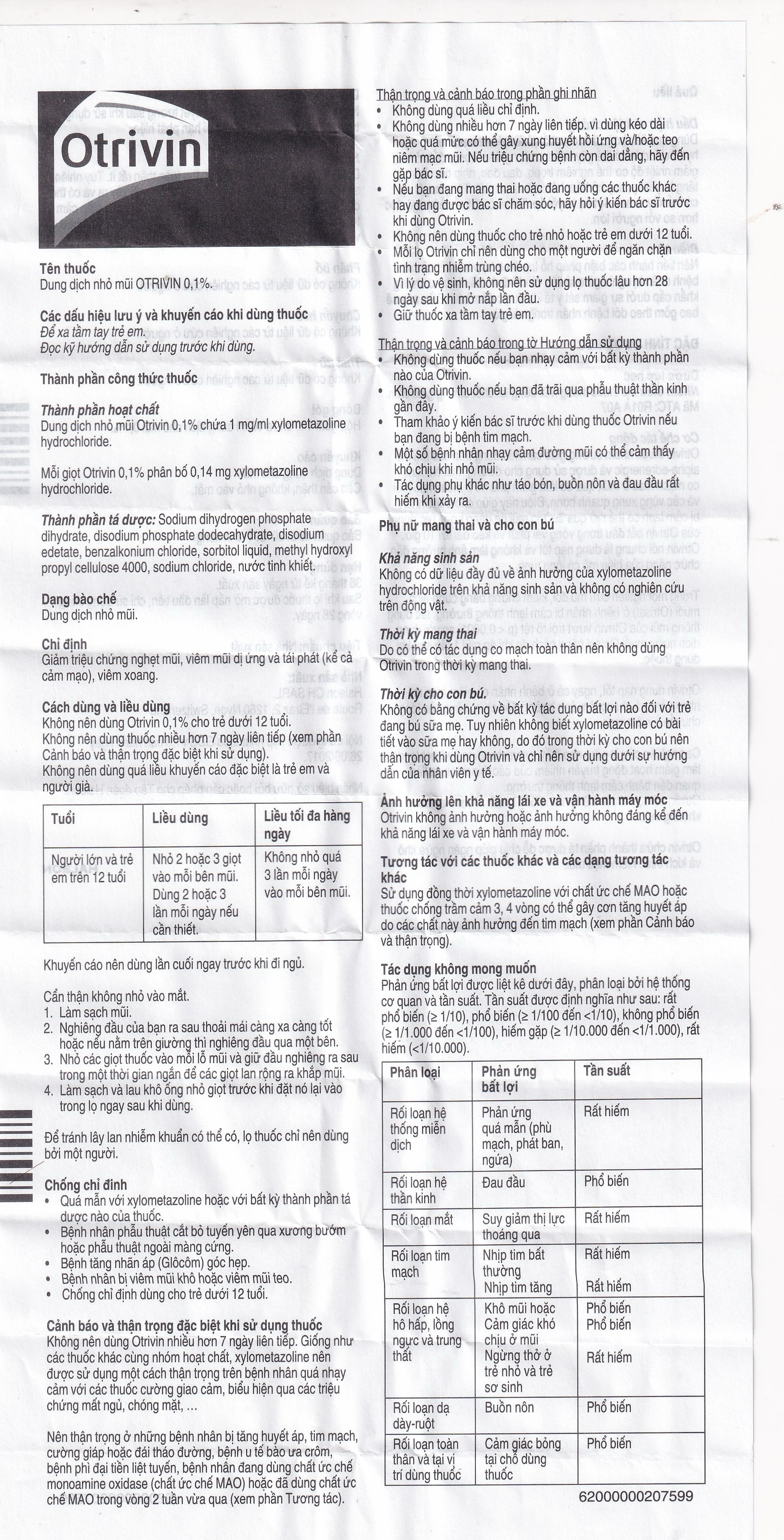 Thuốc nhỏ mũi Otrivin 0.1% GSK điều trị nghẹt mũi, sung huyết mũi họng (10ml)