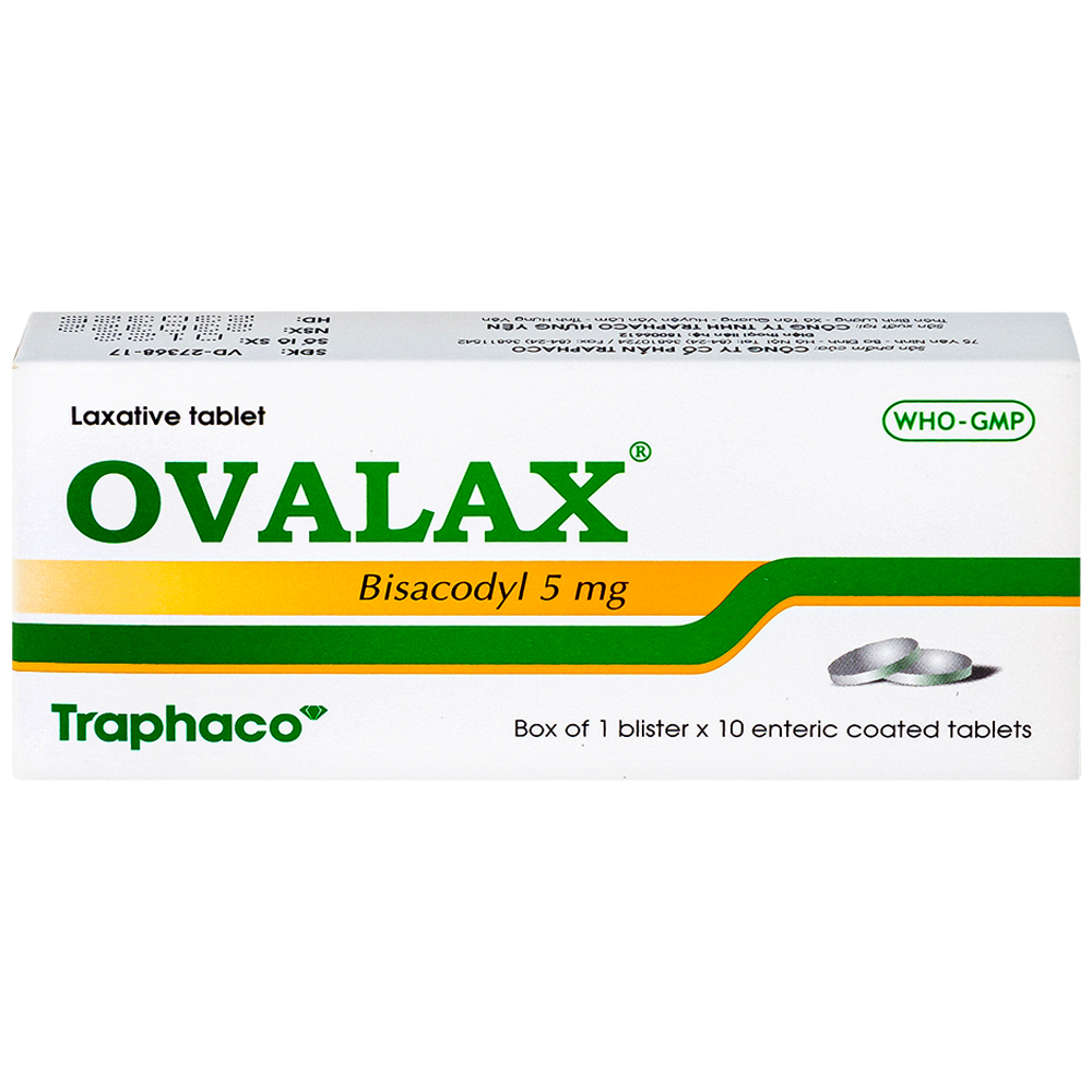 Viên nhuận tràng Ovalax 5mg Traphaco điều trị táo bón, làm sạch ruột (1 vỉ x 10 viên)