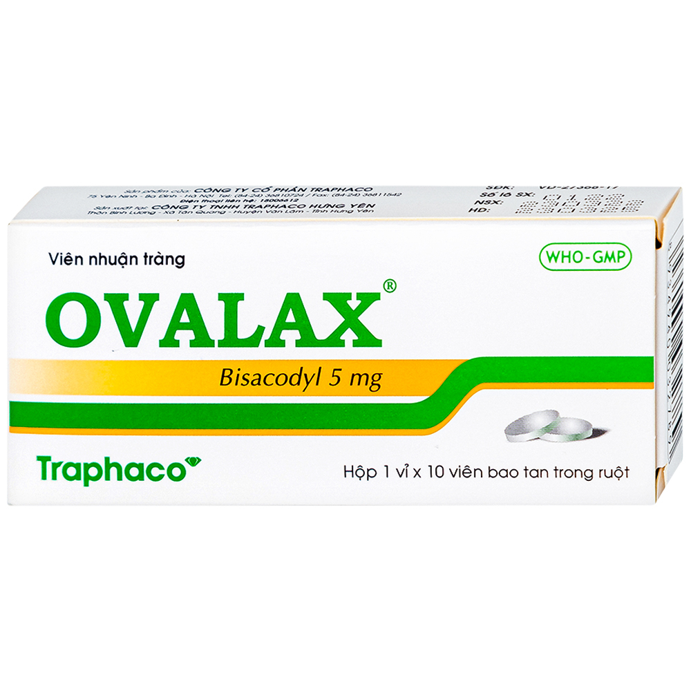 Viên nhuận tràng Ovalax 5mg Traphaco điều trị táo bón, làm sạch ruột (1 vỉ x 10 viên)