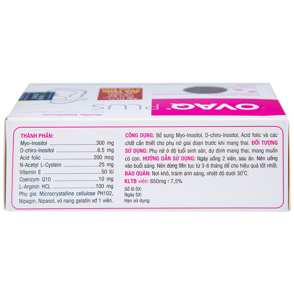 Viên bổ sung Myo Inositol Acid folic phụ nữ trước mang thai OvaQ plus (30 Viên)