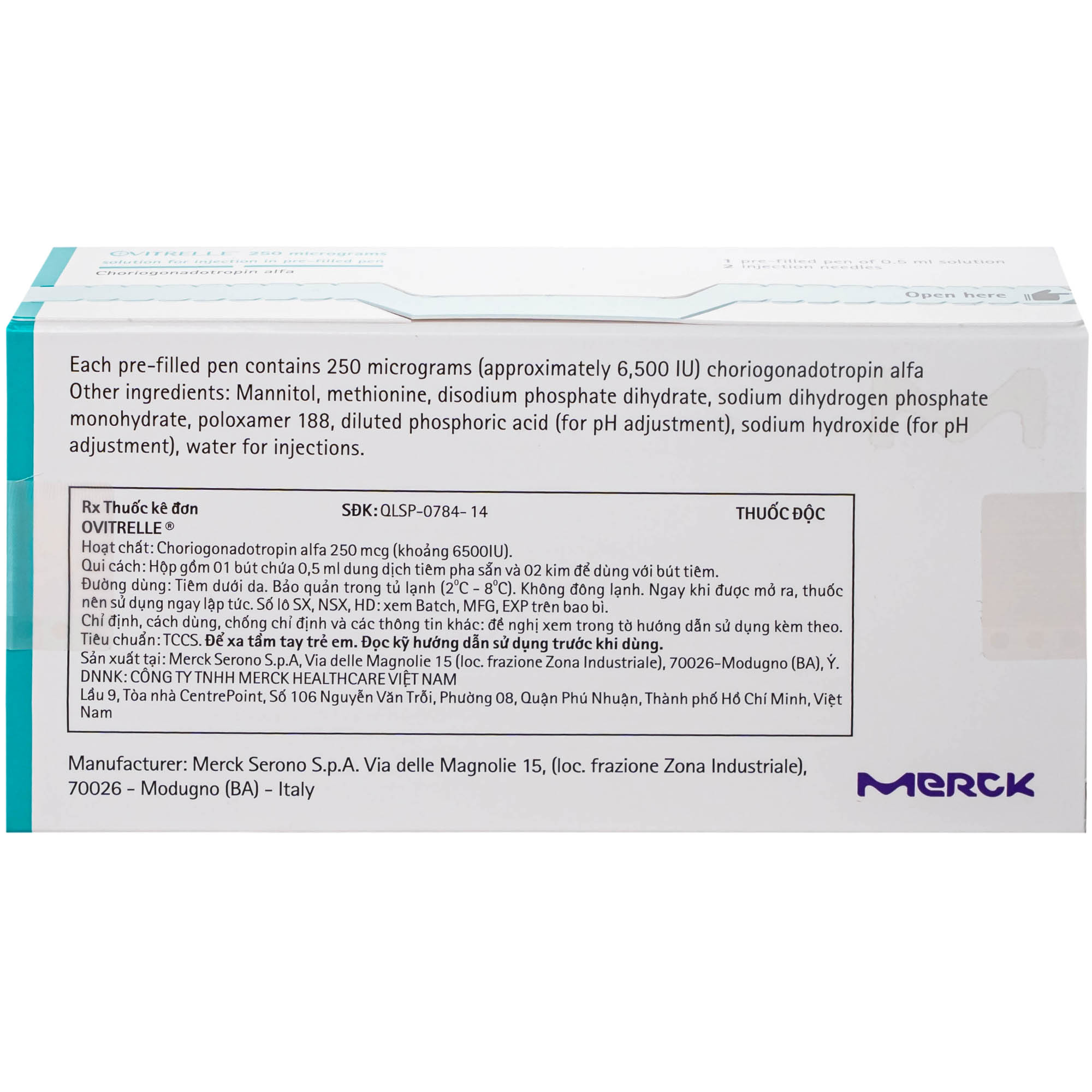 Thuốc Tiêm Ovitrelle 250Mcg/0.5Ml Inj H1 Kích thích rụng trứng