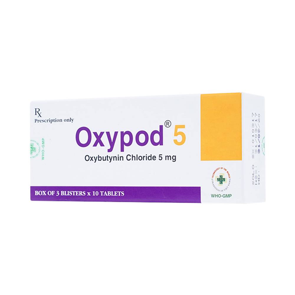 Viên nén Oxypod 5 OPV điều trị tiểu nhiều, tiểu đêm, tiểu không tự chủ (3 vỉ x 10 viên)