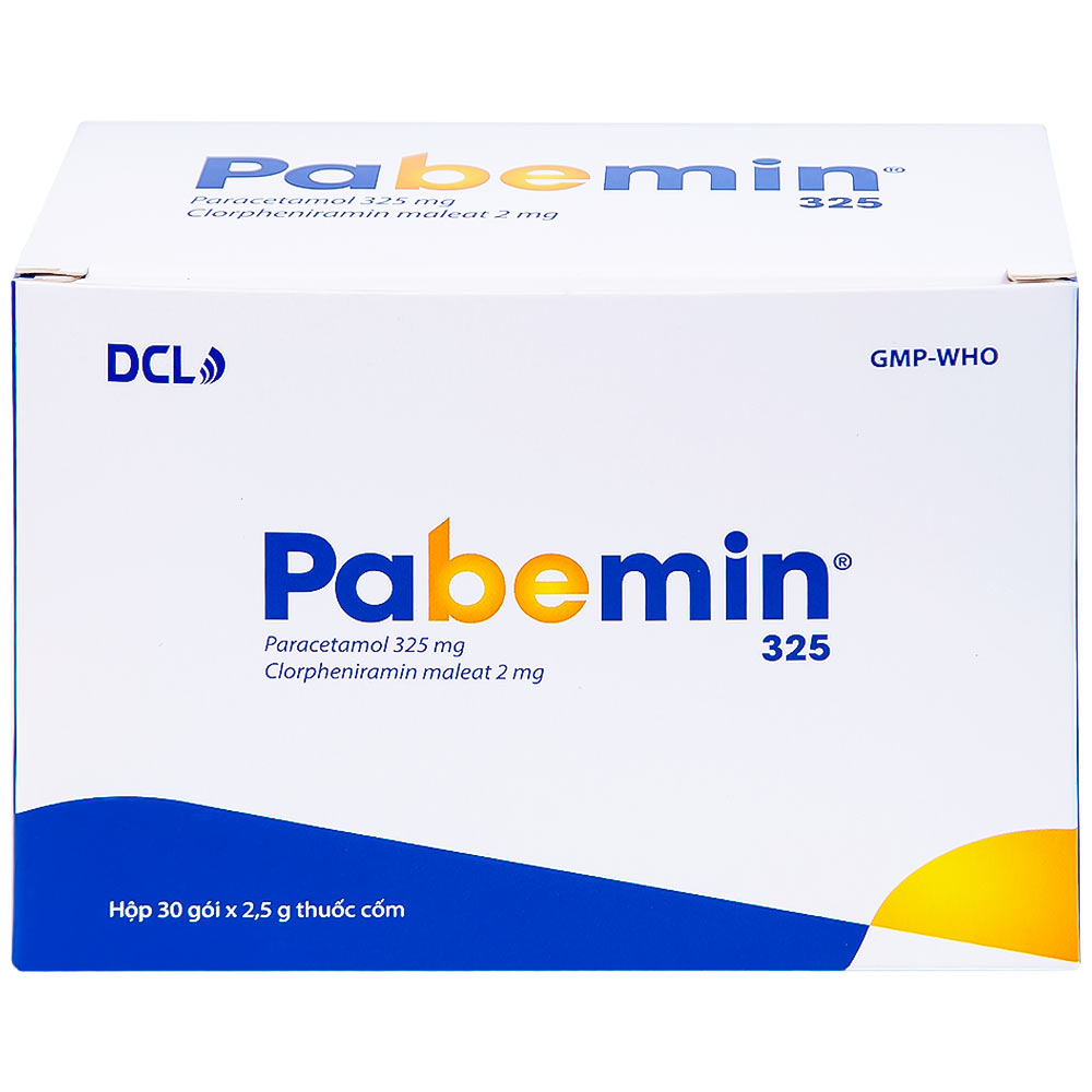 Cốm Pabemin 325 Pharimexco điều trị sốt từ nhẹ đến vừa, cảm lạnh, ho, sổ mũi (30 gói)