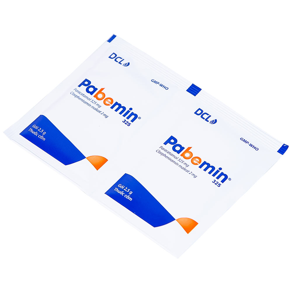 Cốm Pabemin 325 Pharimexco điều trị sốt từ nhẹ đến vừa, cảm lạnh, ho, sổ mũi (30 gói)