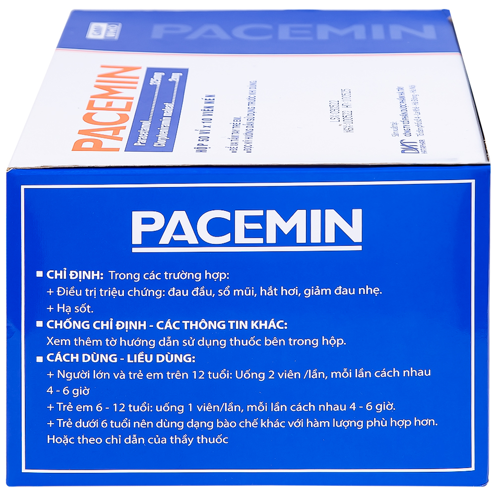 Viên nén Pacemin Hataphar điều trị triệu chứng đau đầu, sổ mũi, hắt hơi, giảm đau nhẹ (50 vỉ x 10 viên)