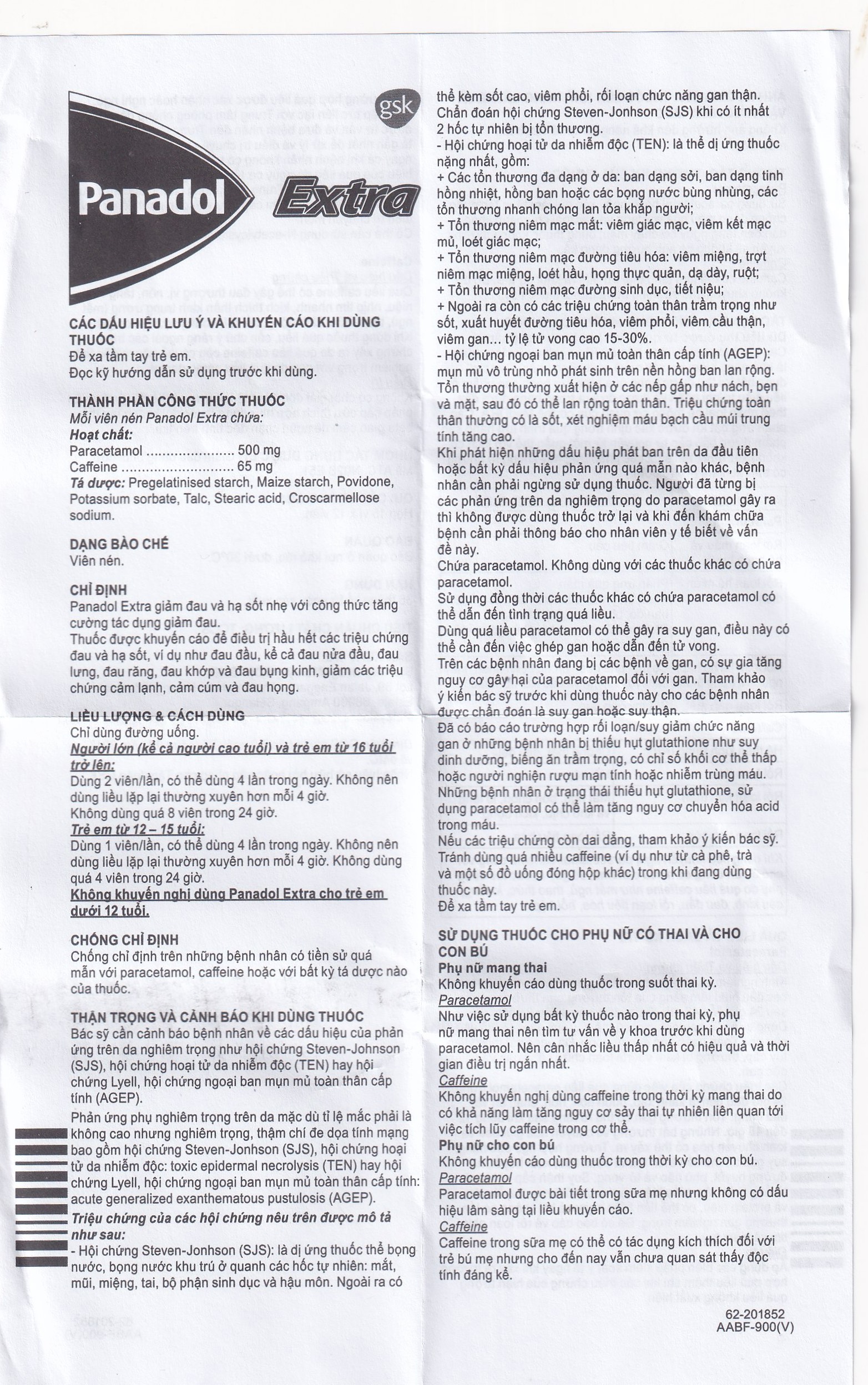 Viên nén Panadol Extra đỏ GSK giảm mạnh các cơn đau, hạ sốt, điều trị đau đầu, đau lưng (15 vỉ x 12 viên)