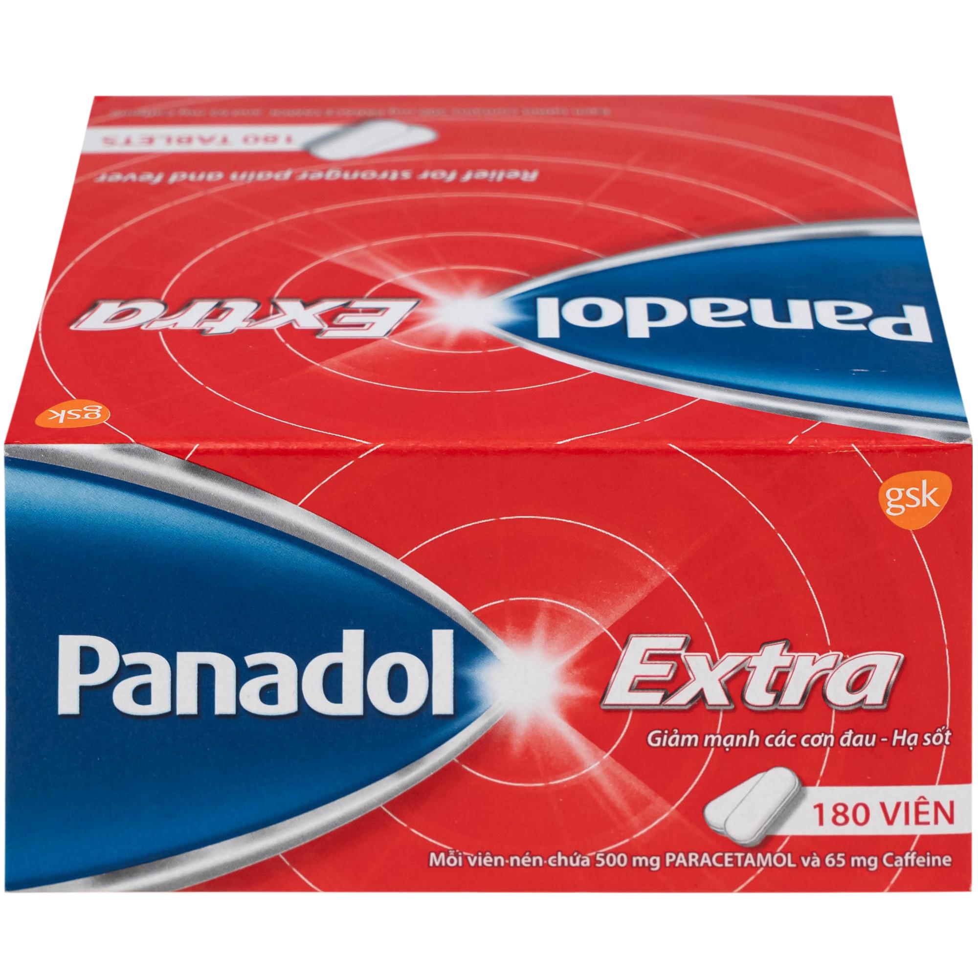 Viên nén Panadol Extra đỏ GSK giảm mạnh các cơn đau, hạ sốt, điều trị đau đầu, đau lưng (15 vỉ x 12 viên)