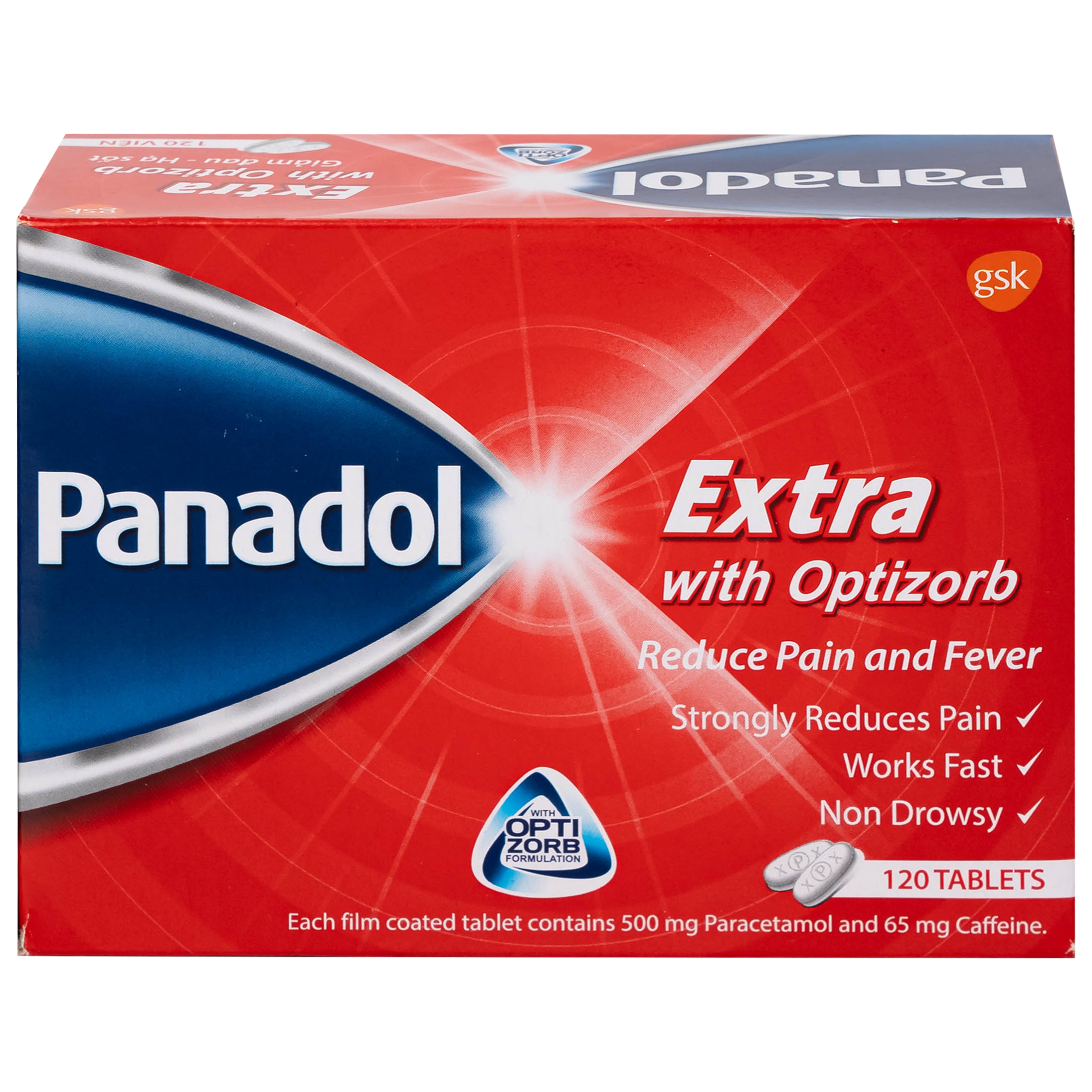Viên nén Panadol Extra With Optizorb GSK giảm đau, hạ sốt nhanh, không gây buồn ngủ (12 vỉ x 10 viên)