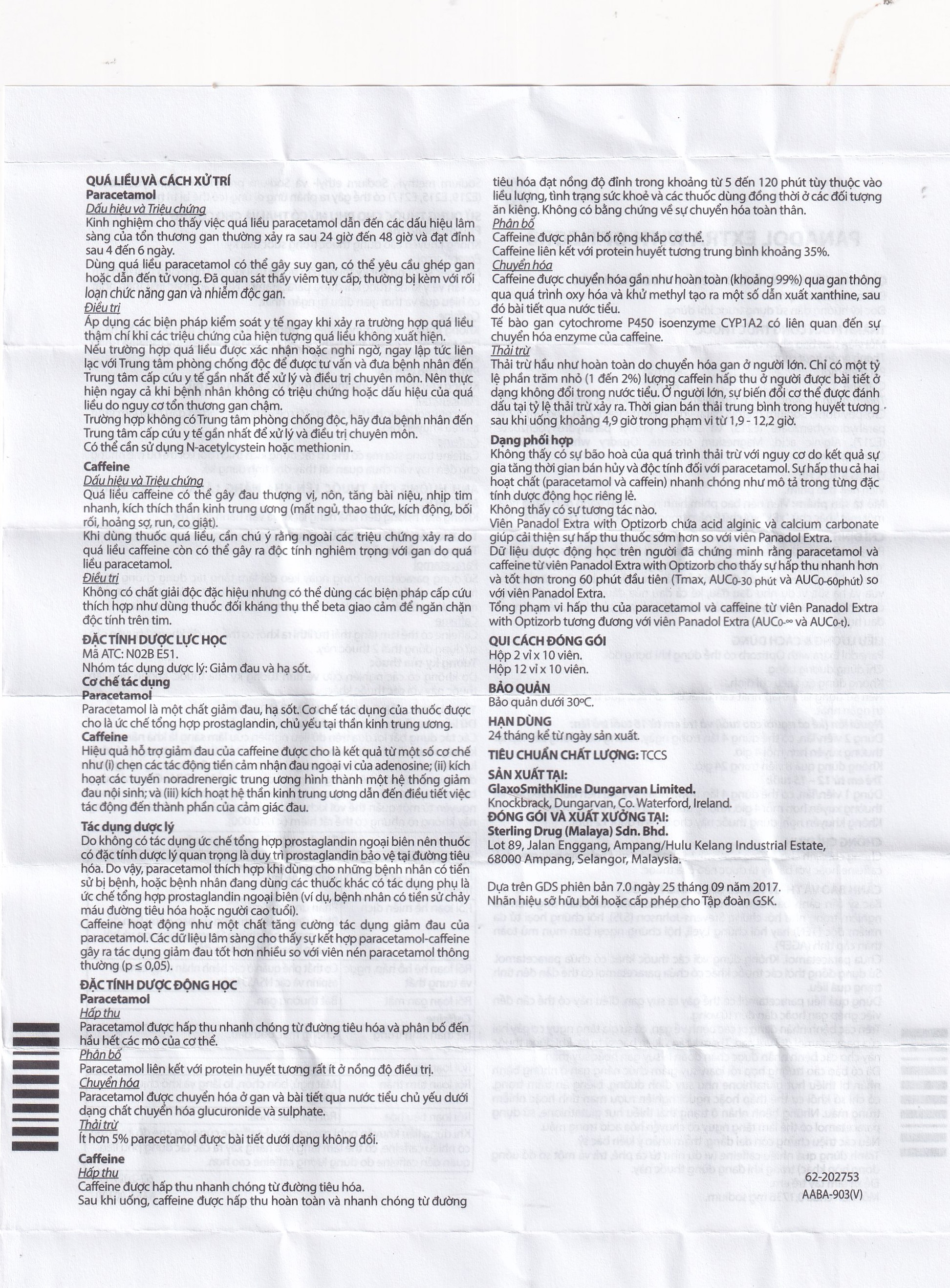 Viên nén Panadol Extra With Optizorb GSK giảm đau, hạ sốt nhanh, không gây buồn ngủ (12 vỉ x 10 viên)