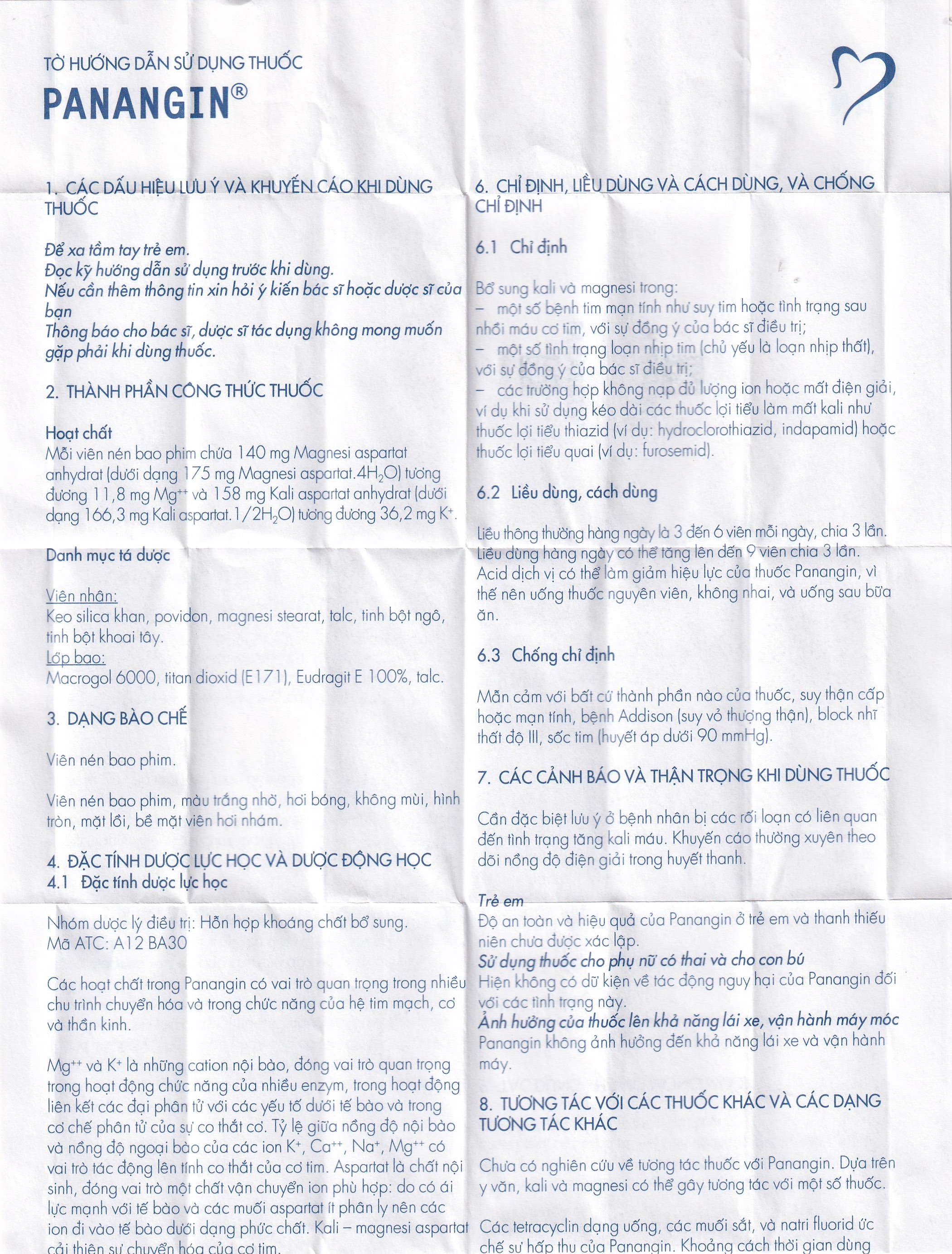 Viên nén Panangin Gedeon bổ sung kali, magnesi dùng trong suy tim (50 viên)