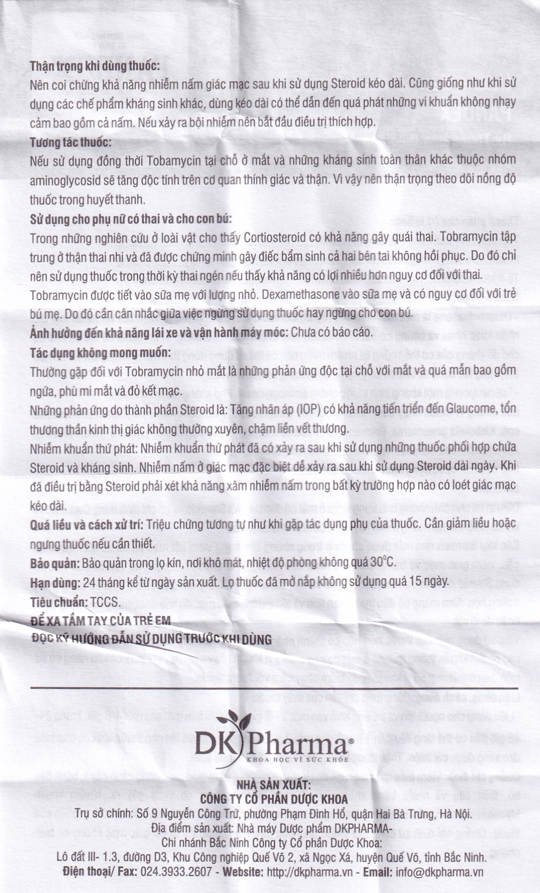 Thuốc nhỏ mắt Pandex DK Pharma điều trị viêm mắt (5ml)