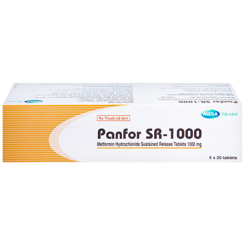 Viên nén Panfor SR-1000 MEGA We Care điều trị bệnh đái tháo đường típ 2 (5 vỉ x 20 viên)