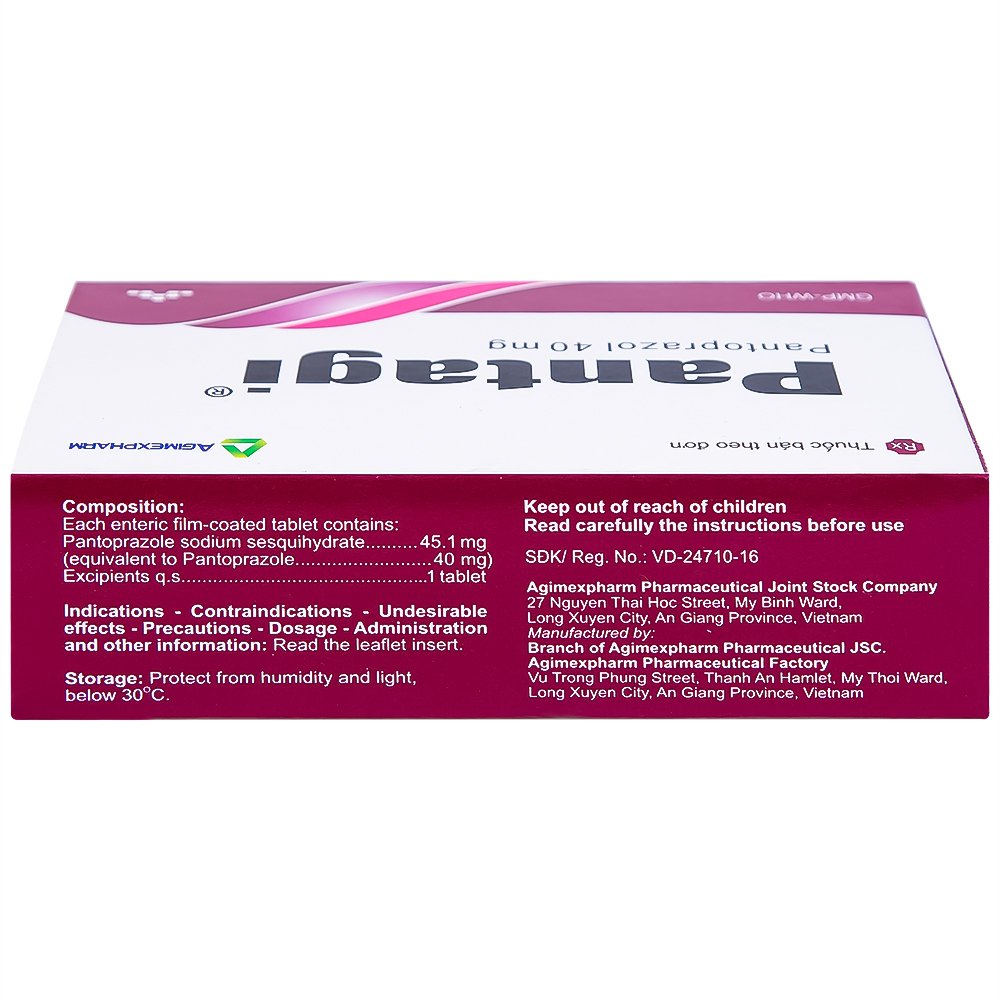 Viên nén Pantagi 40mg Agimexpharm điều trị loét dạ dày - tá tràng (3 vỉ x 10 viên)