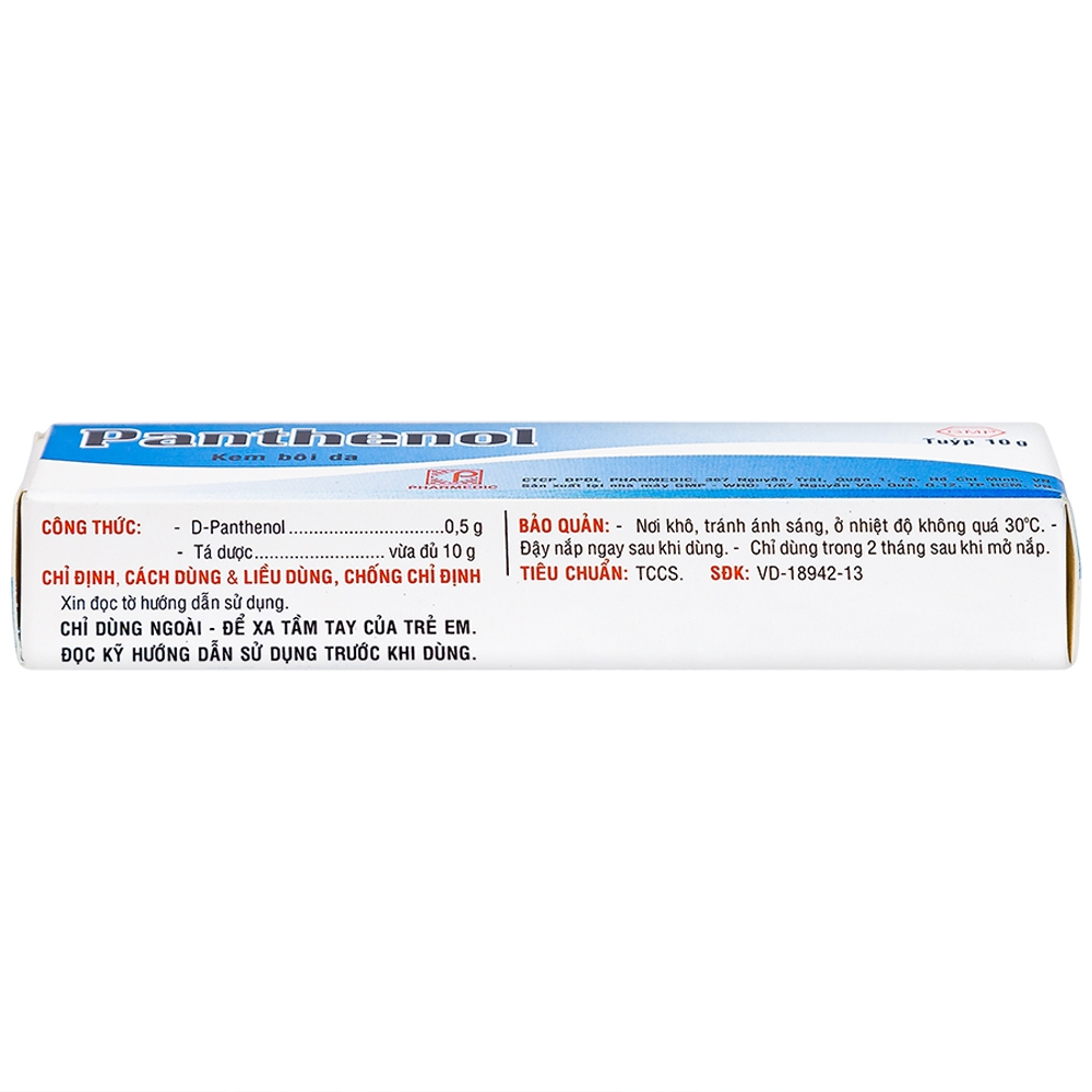 Kem bôi da Panthenol Pharmedic điều trị tổn thương da, bỏng nhẹ, nứt da chân, nứt đầu vú (10g)