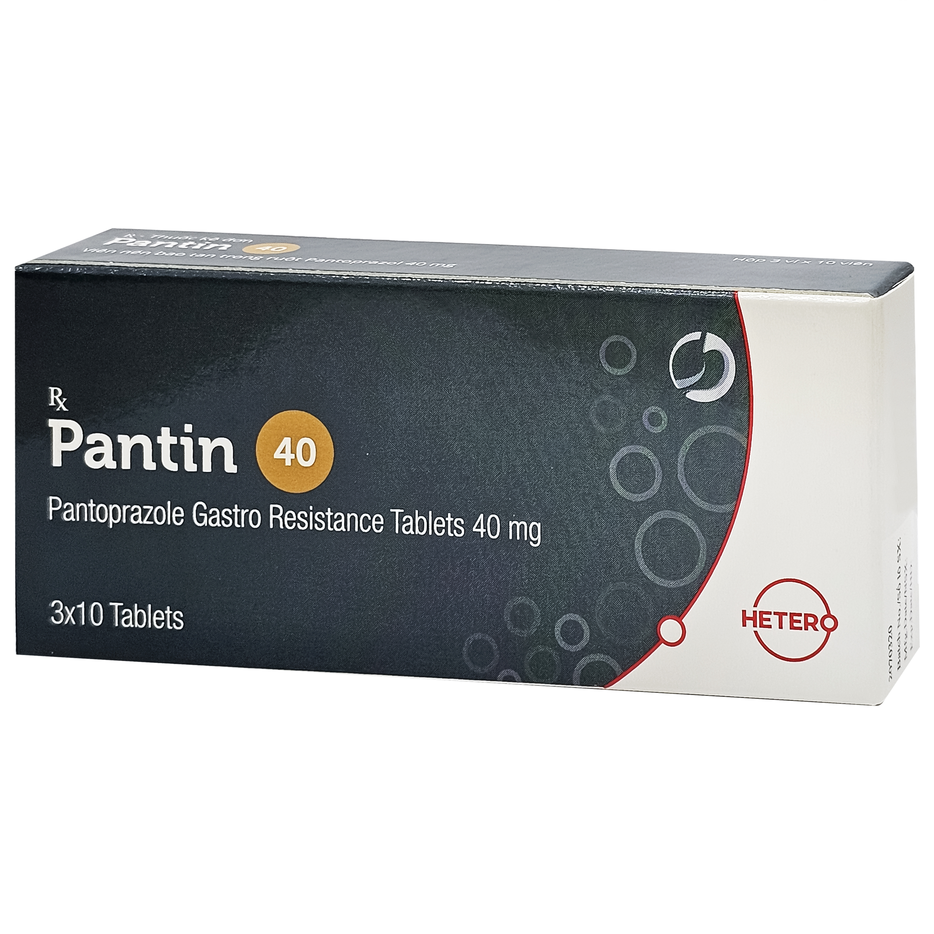 Viên nén Pantin 40 Hetero điều trị viêm loét thực quản (3 vỉ x 10 viên)