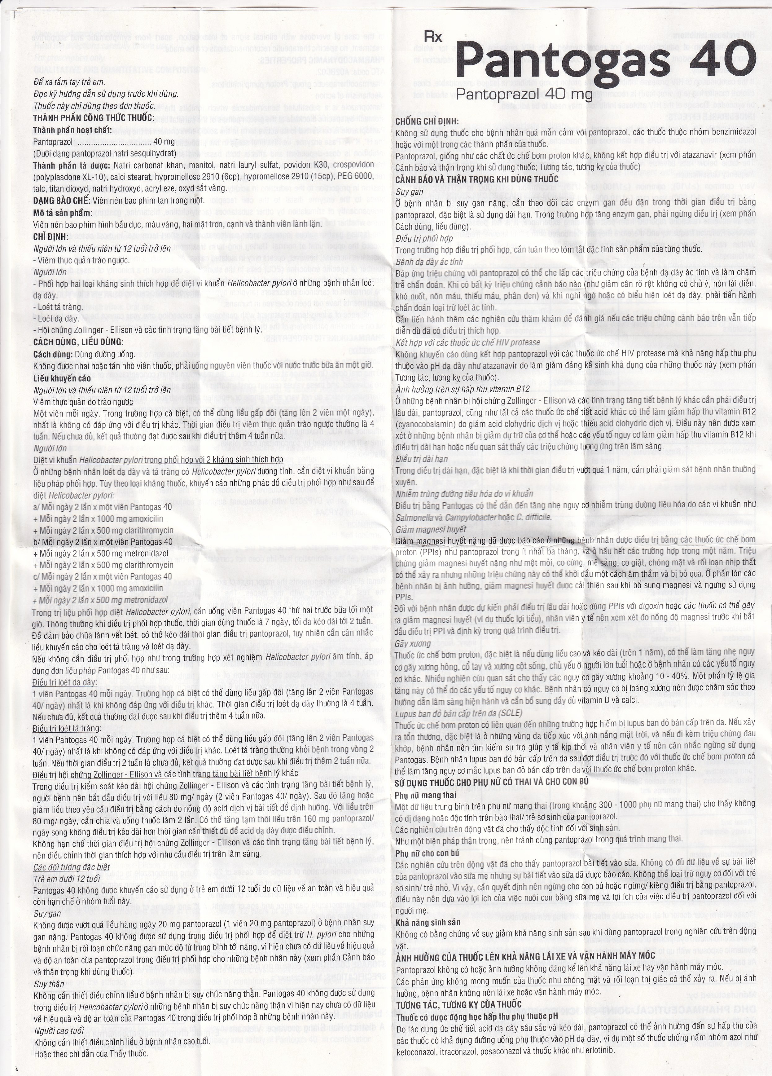 Thuốc Pantogas 40 DHG điều trị viêm thực quản trào ngược (2 vỉ x 10 viên)