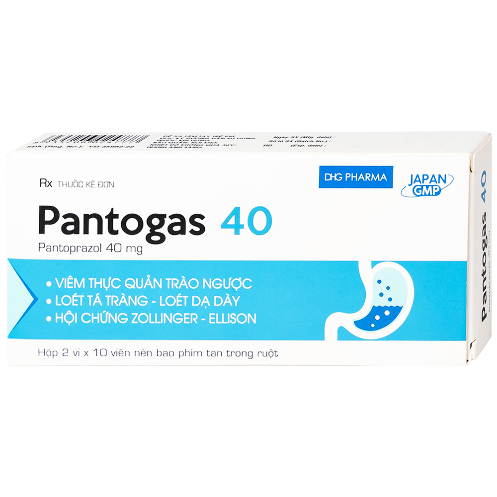 Thuốc Pantogas 40 DHG điều trị viêm thực quản trào ngược (2 vỉ x 10 viên)