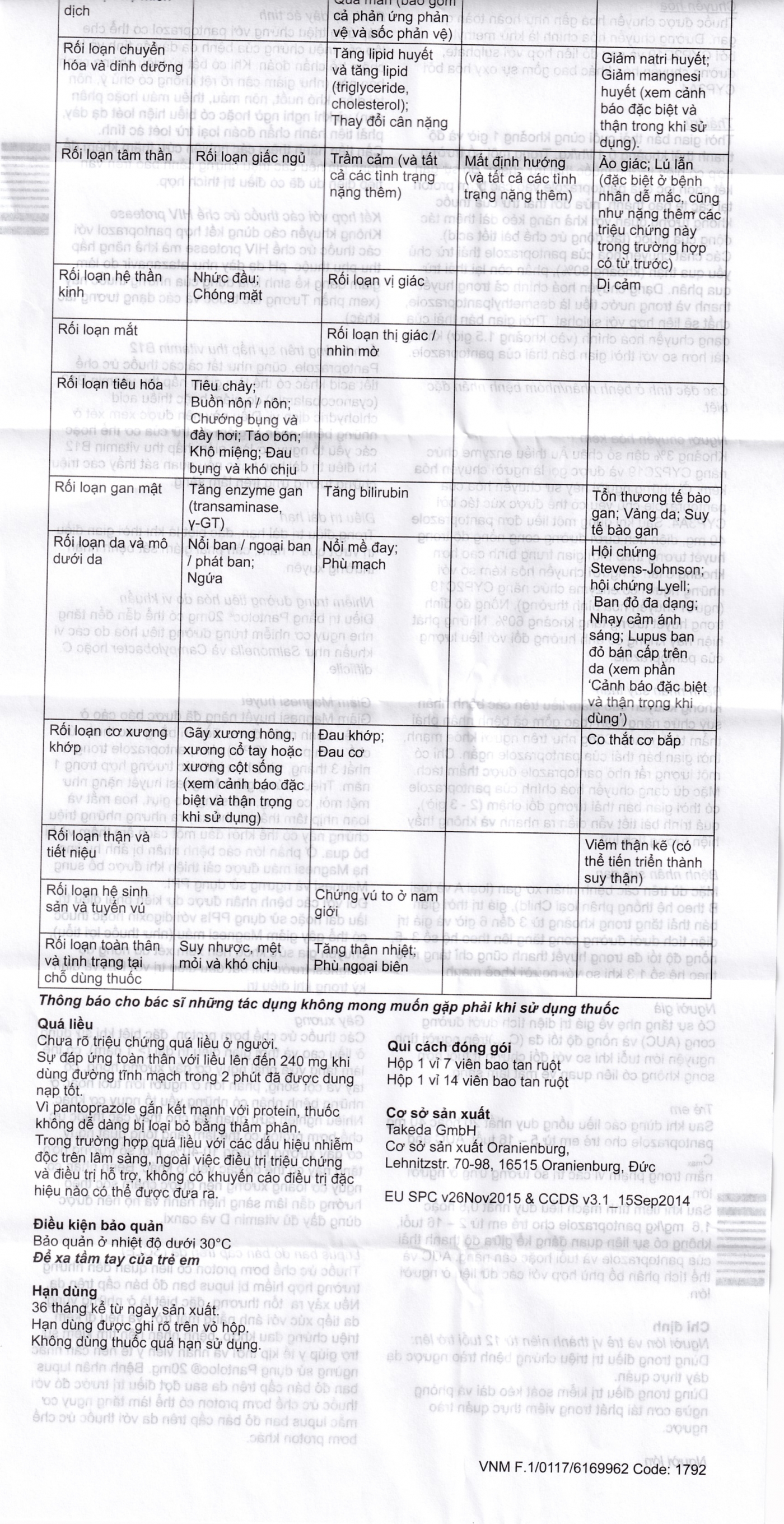 Viên nén Pantoloc 20mg Takeda điều trị trào ngược dạ dày thực quản (1 vỉ x 14 viên)