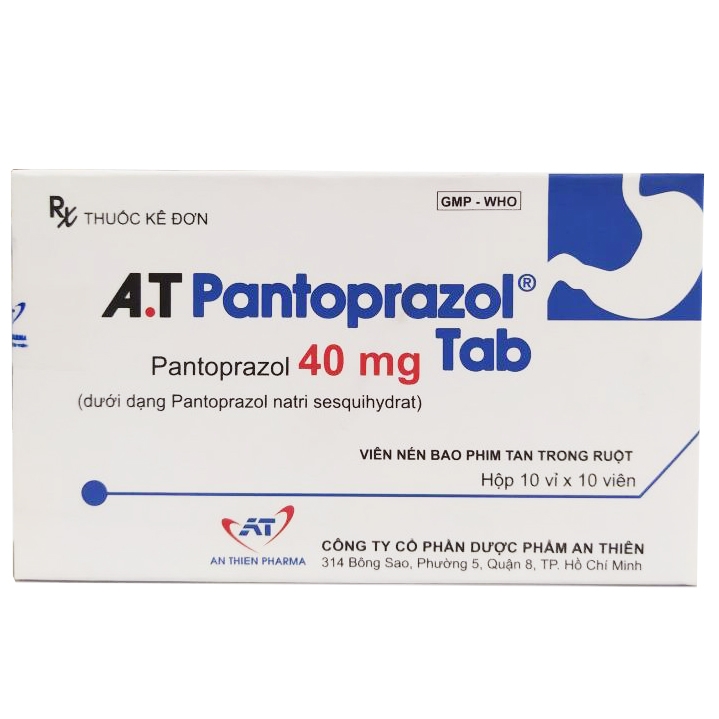 Viên nén A.T Pantoprazol Tab 40mg An Thiên điều trị loét dạ dày - tá tràng (10 vỉ x 10 viên)