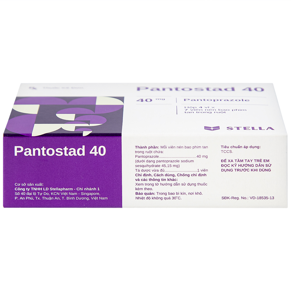 Viên nén Pantostad 40 Stella điều trị trào ngược dạ dày thực quản (4 vỉ x 7 viên)