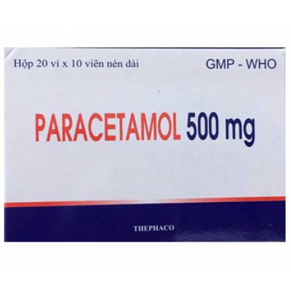 Viên nén Paracetamol 500mg Thephaco hạ sốt, giảm đau đầu (20 vỉ x 10 viên)