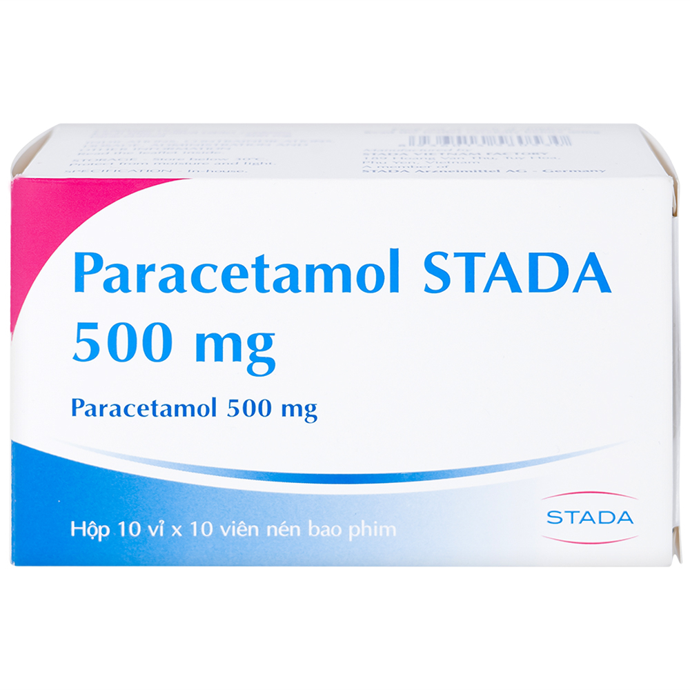 Viên nén Paracetamol Stada 500mg điều trị các cơn đau đầu, đau thần kinh, đau răng (10 vỉ x 10 viên)