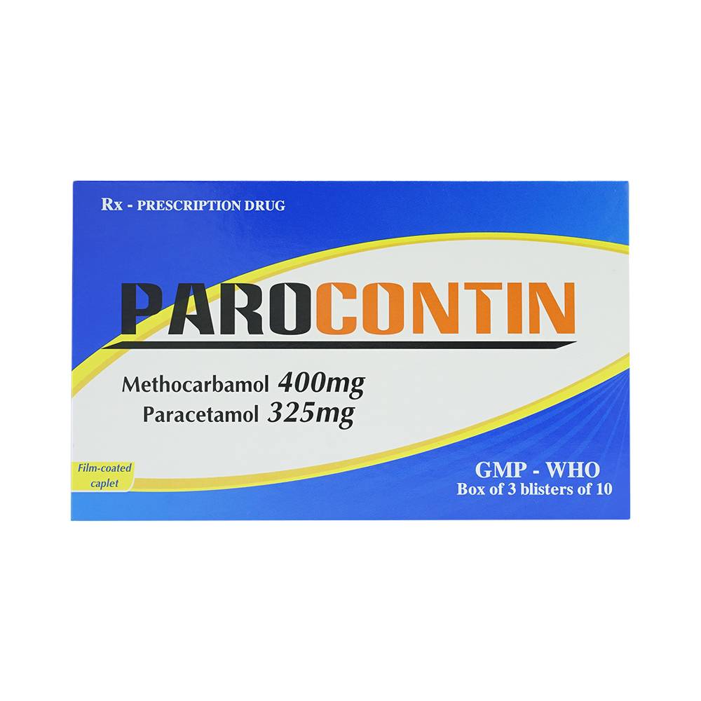 Viên nén Parocontin Tipharco giảm đau co thắt cơ xương, đau căng cơ, bong gân (3 vỉ x 10 viên)