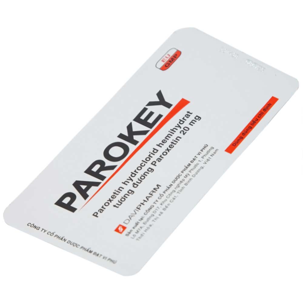 Viên nén Parokey 20mg DaViPharm điều trị trầm cảm, rối loạn ám ảnh cưỡng bức (3 vỉ x 10 viên) 