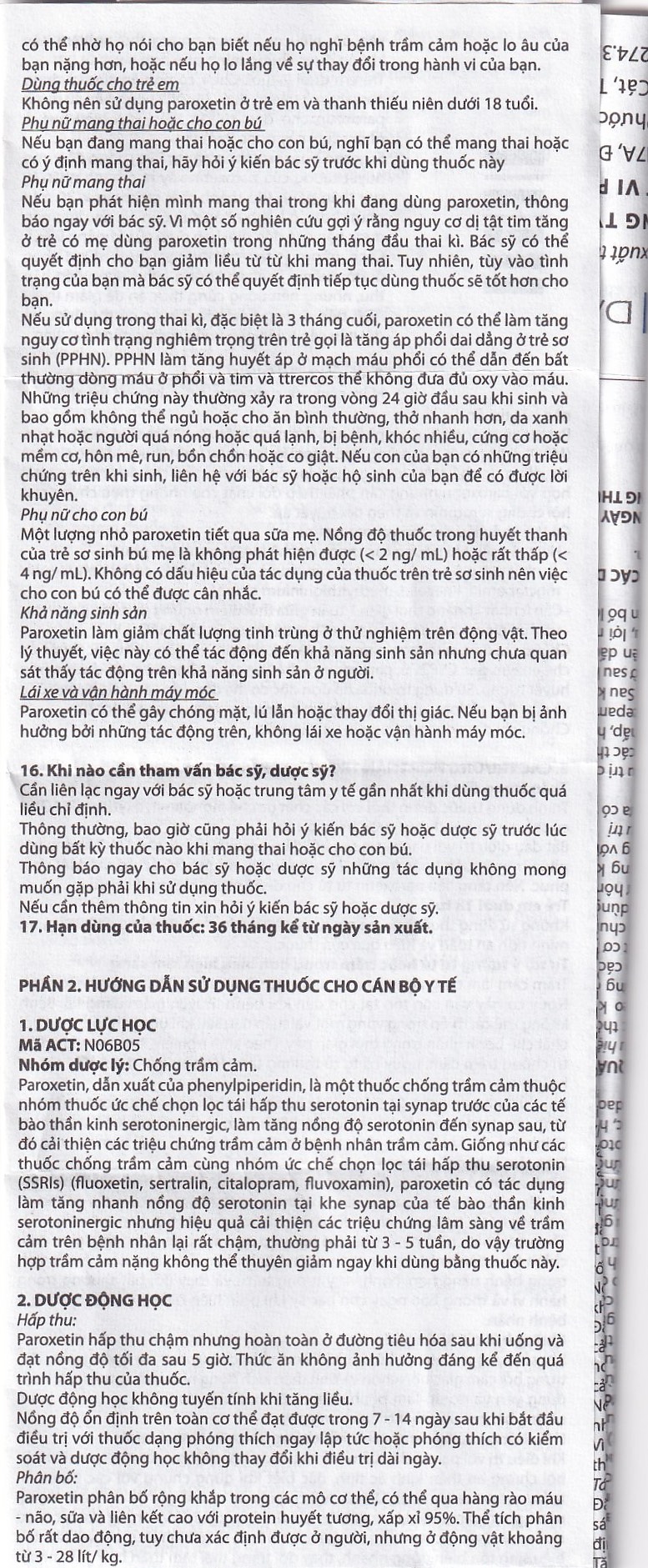 Viên nén Parokey 20mg DaViPharm điều trị trầm cảm, rối loạn ám ảnh cưỡng bức (3 vỉ x 10 viên) 