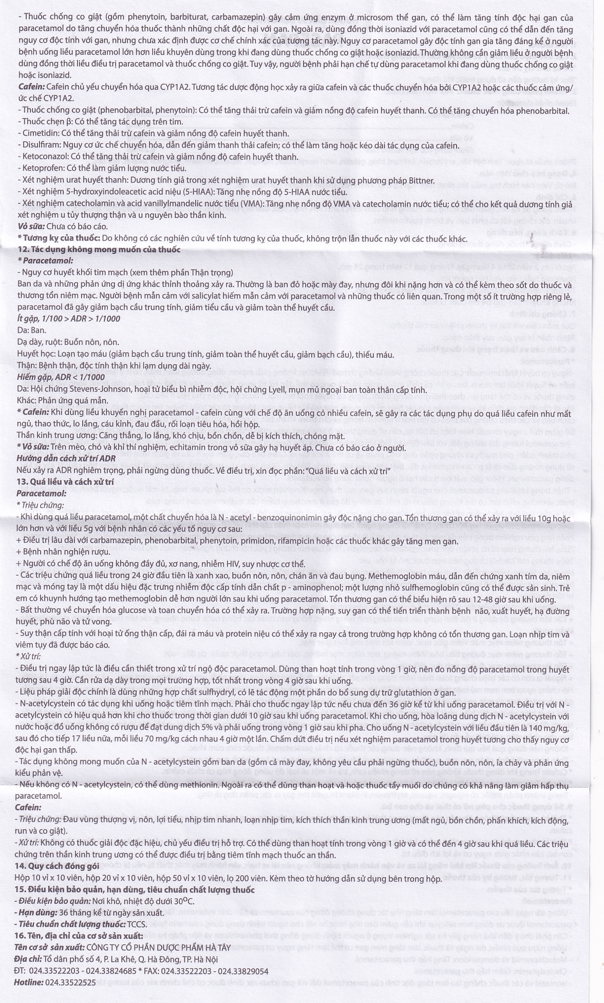 Viên nén Pasepan Hataphar hạ sốt, giảm đau, điều trị cảm lạnh, cảm cúm, nhức đầu (50 vỉ x 10 viên)
