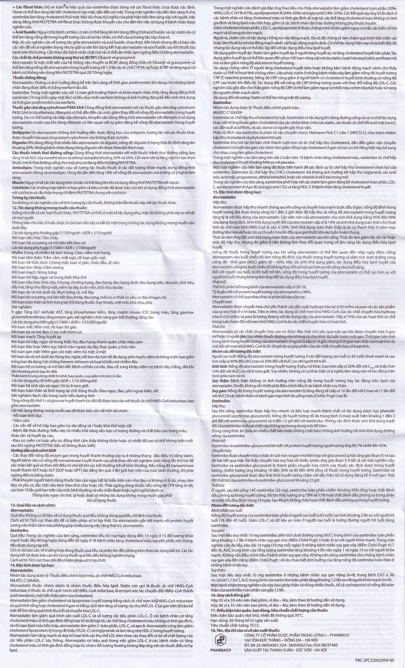 Thuốc Pastetra Pharbaco phòng ngừa các bệnh tim mạch, tăng cholesterol máu (3 vỉ x 10 viên)