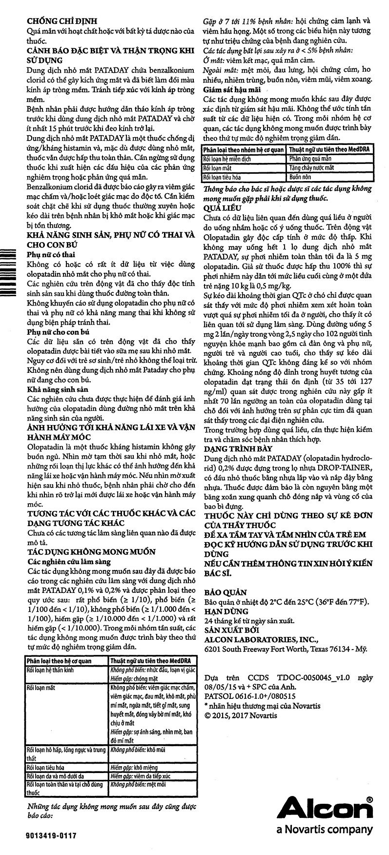 Thuốc nhỏ mắt Pataday 0,2% Alcon phòng ngừa và điều trị bệnh viêm kết mạc dị ứng (2,5ml)