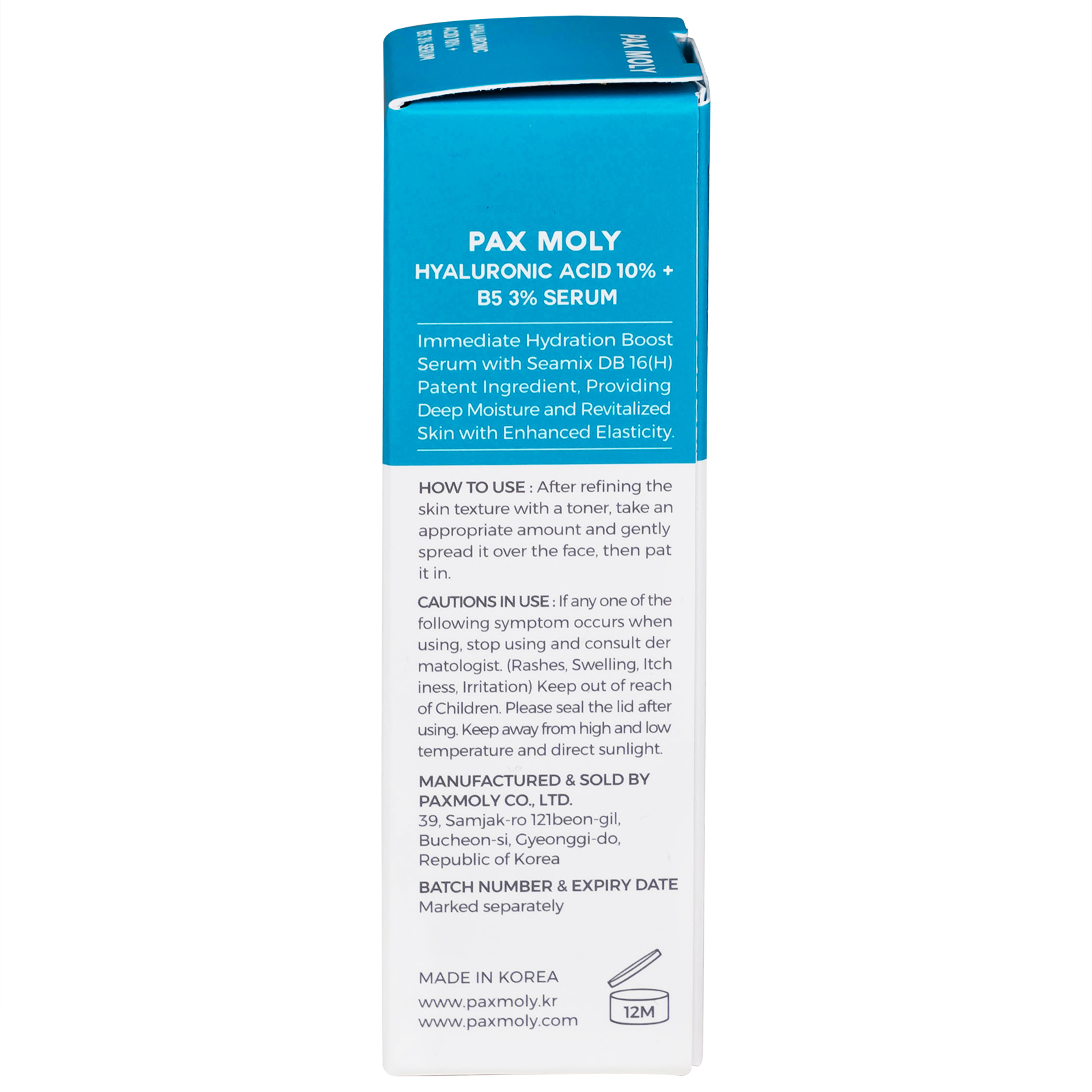 Tinh chất dưỡng ẩm Pax Moly Moisture Serum (Blue) giúp da mềm mịn, cải thiện độ đàn hồi (30ml)