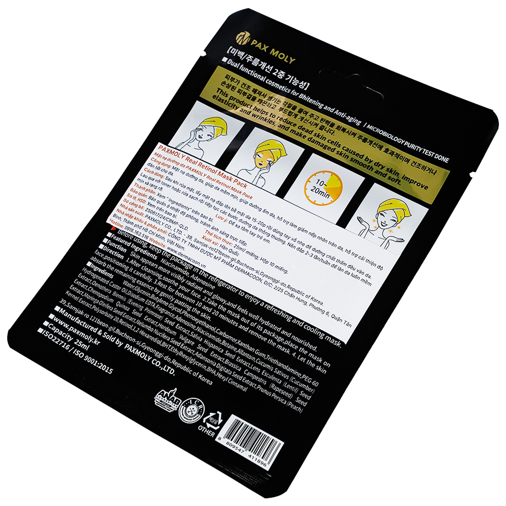 Mặt nạ dưỡng ẩm Pax Moly Real Retinol