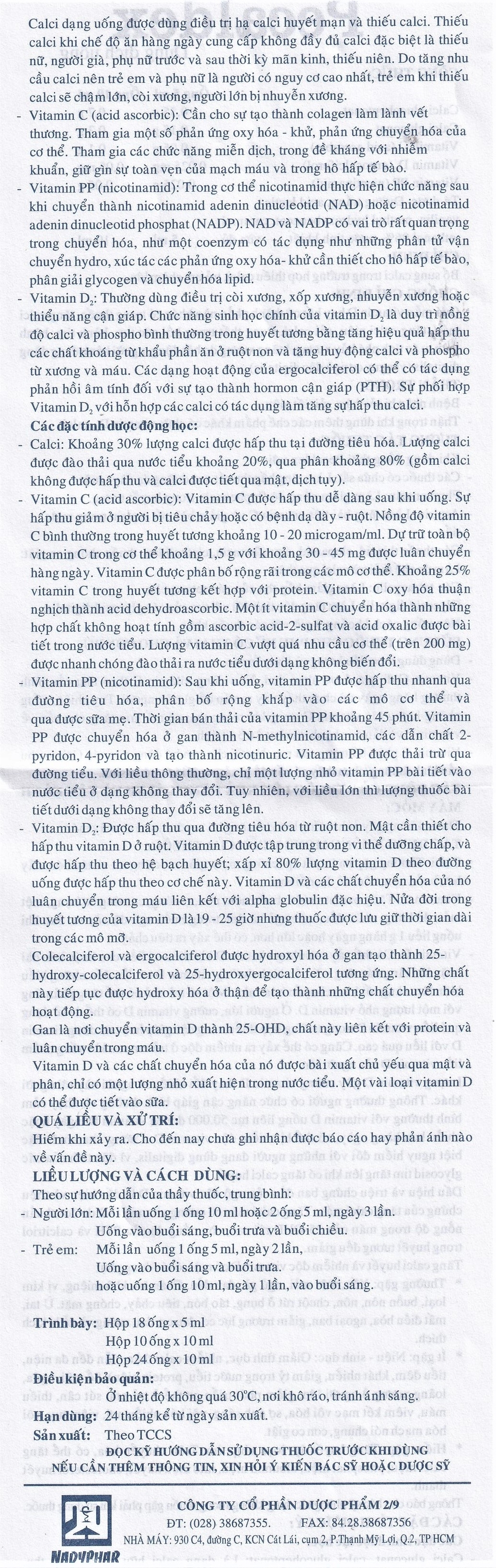 Dung dịch uống Pecaldex Nadyphar bổ sung canxi cho trẻ em chậm lớn (1 vỉ x 10 ống x 10ml)