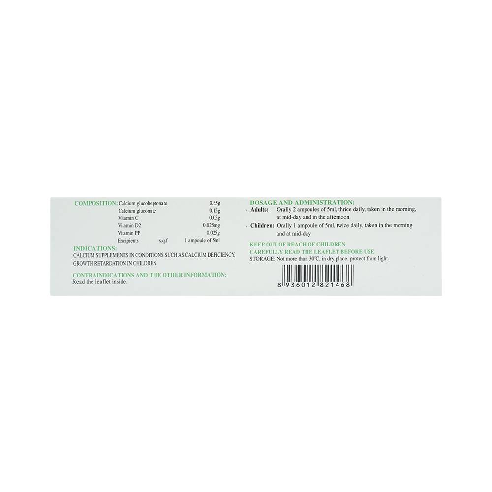 Dung dịch uống Pecaldex Nadyphar bổ sung canxi cho trẻ em chậm lớn (18 ống)