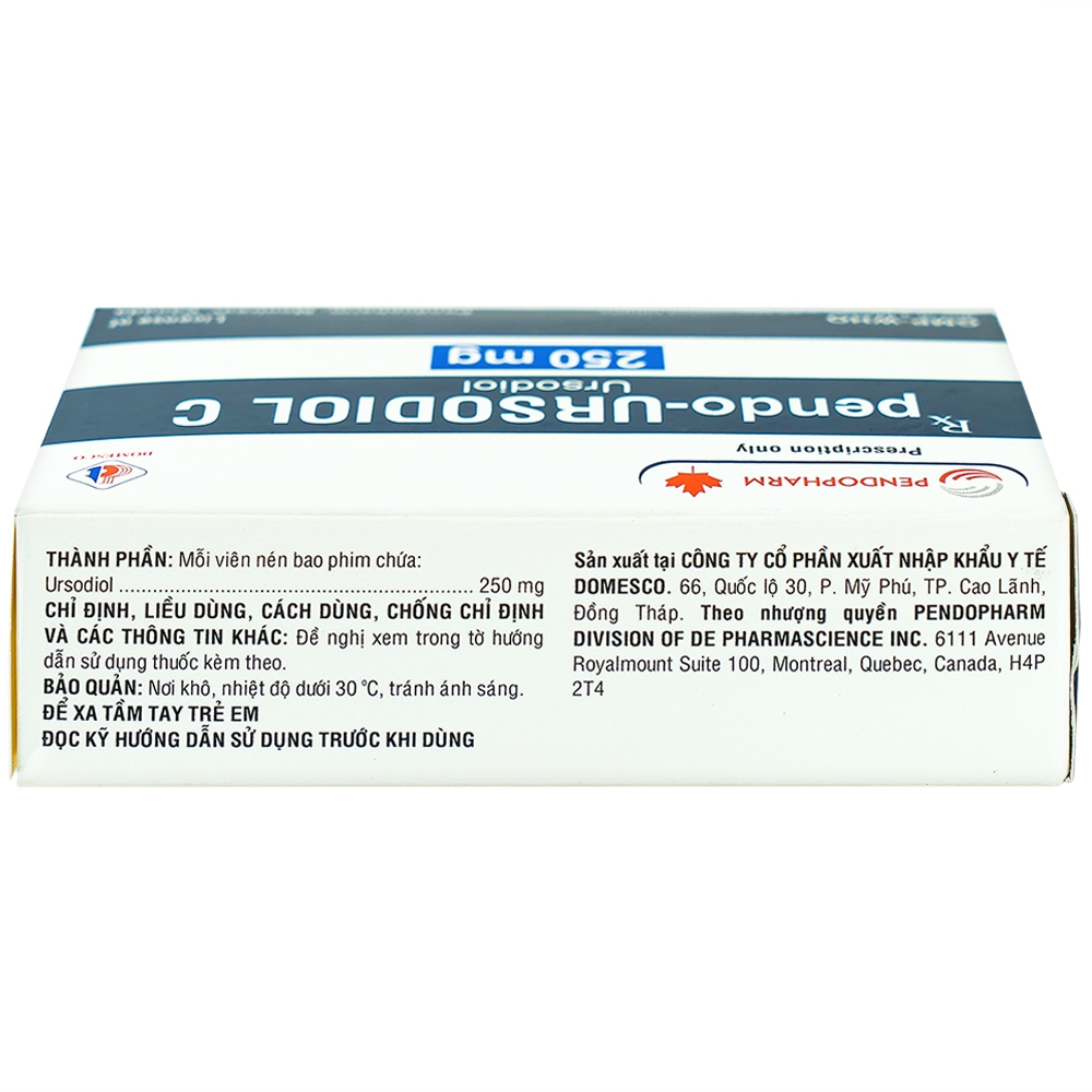 Viên nén pendo-Ursodiol C 250mg Domesco điều trị xơ gan mật nguyên phát (3 vỉ x 10 viên)
