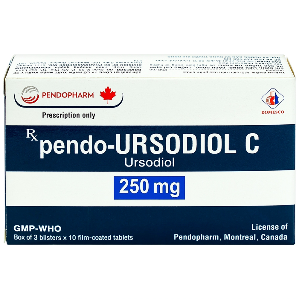 Viên nén pendo-Ursodiol C 250mg Domesco điều trị xơ gan mật nguyên phát (3 vỉ x 10 viên)
