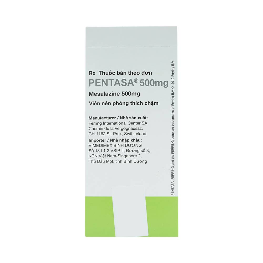 Viên nén Pentasa 500mg Ferring điều trị viêm loét đại tràng, bệnh Crohn (10 vỉ x 10 viên)