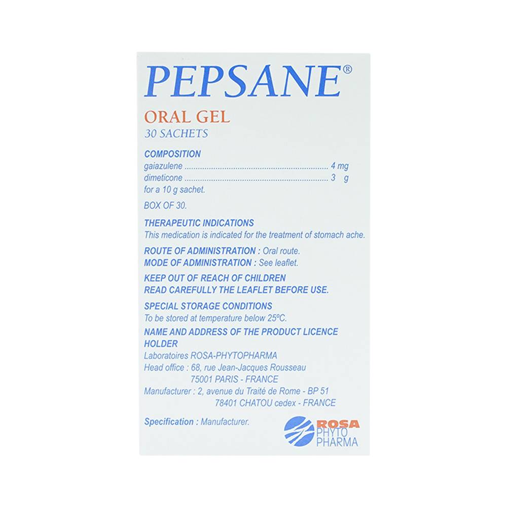 Gel uống Pepsane Rosa Phyto Pharma điều trị triệu chứng đau dạ dày (30 gói)