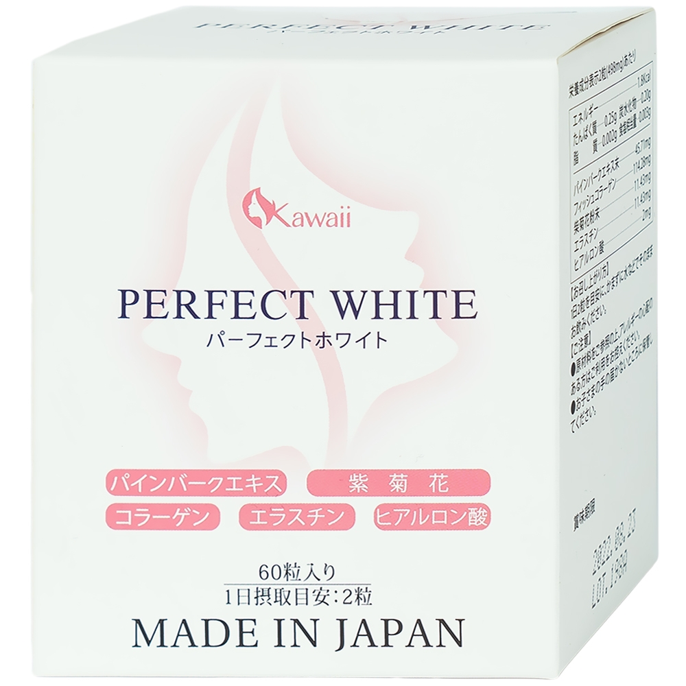 Viên uống hỗ trợ làm đẹp da, giúp da trắng sáng, cải thiện thâm nám, hạn chế lão hóa da Perfect White Jpanwell (60 viên)