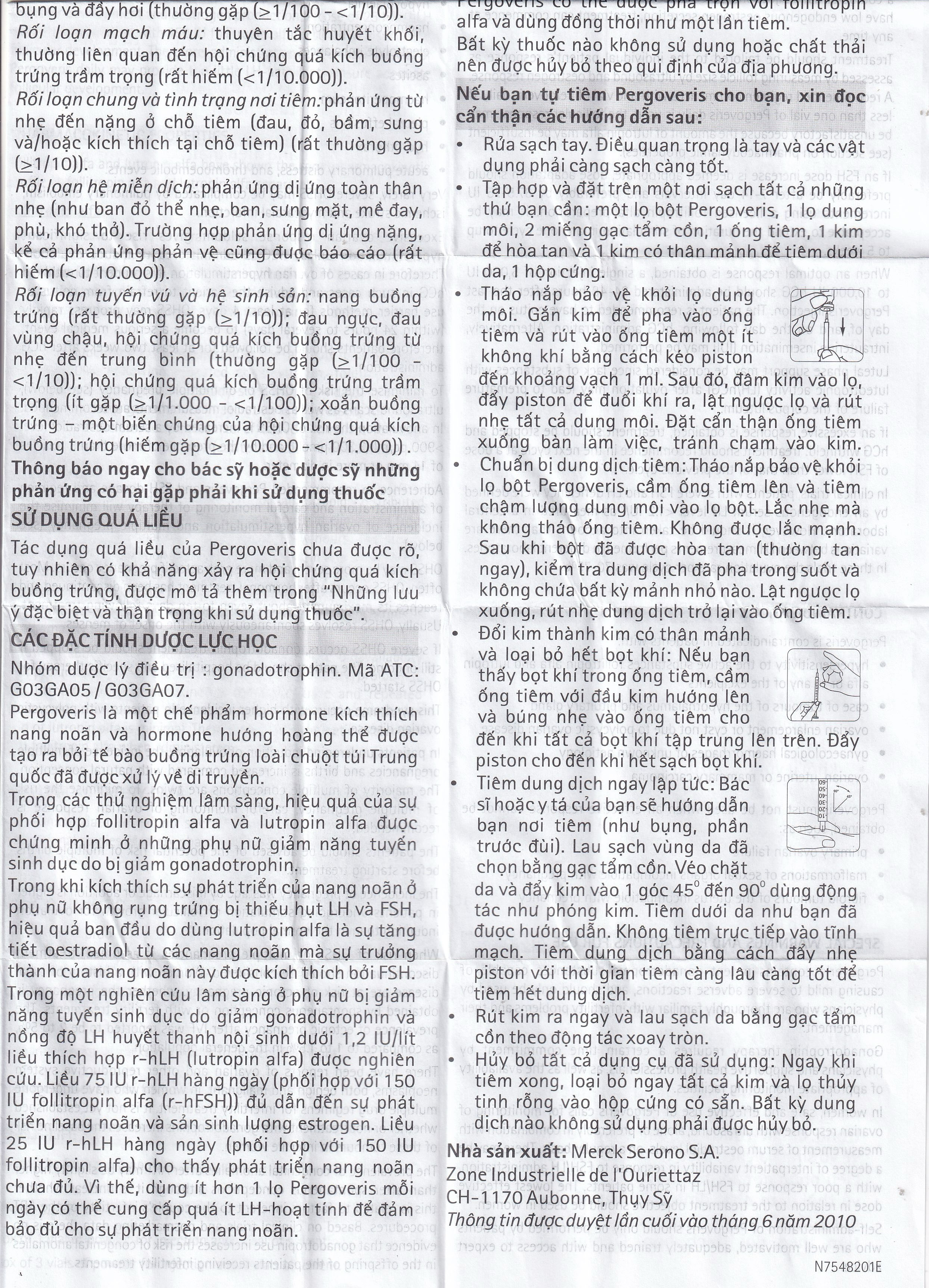Thuốc Pergoveris 150Iu/75Iu Thuốc Kích Thích Noãn Phát Triển