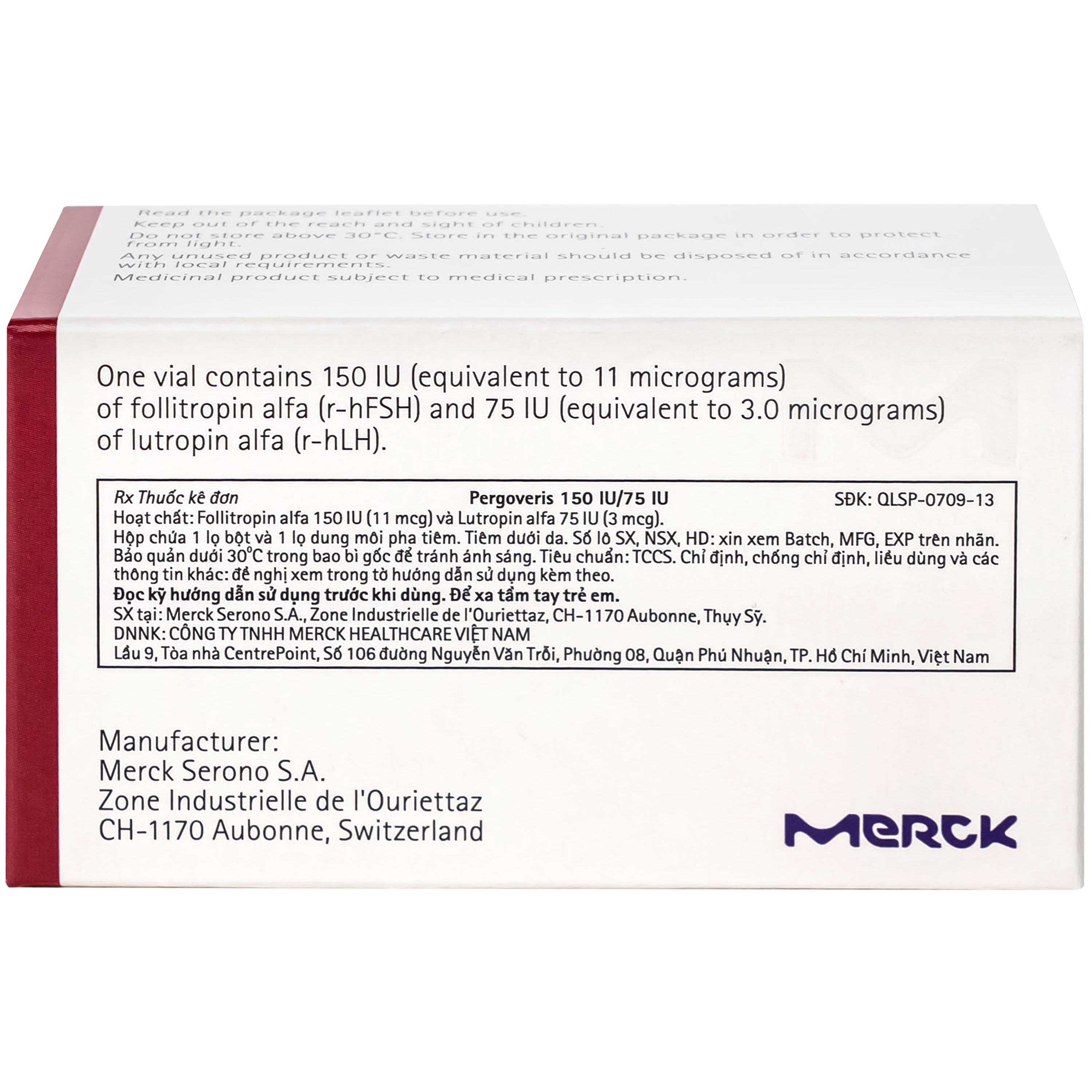 Thuốc Pergoveris 150Iu/75Iu Thuốc Kích Thích Noãn Phát Triển