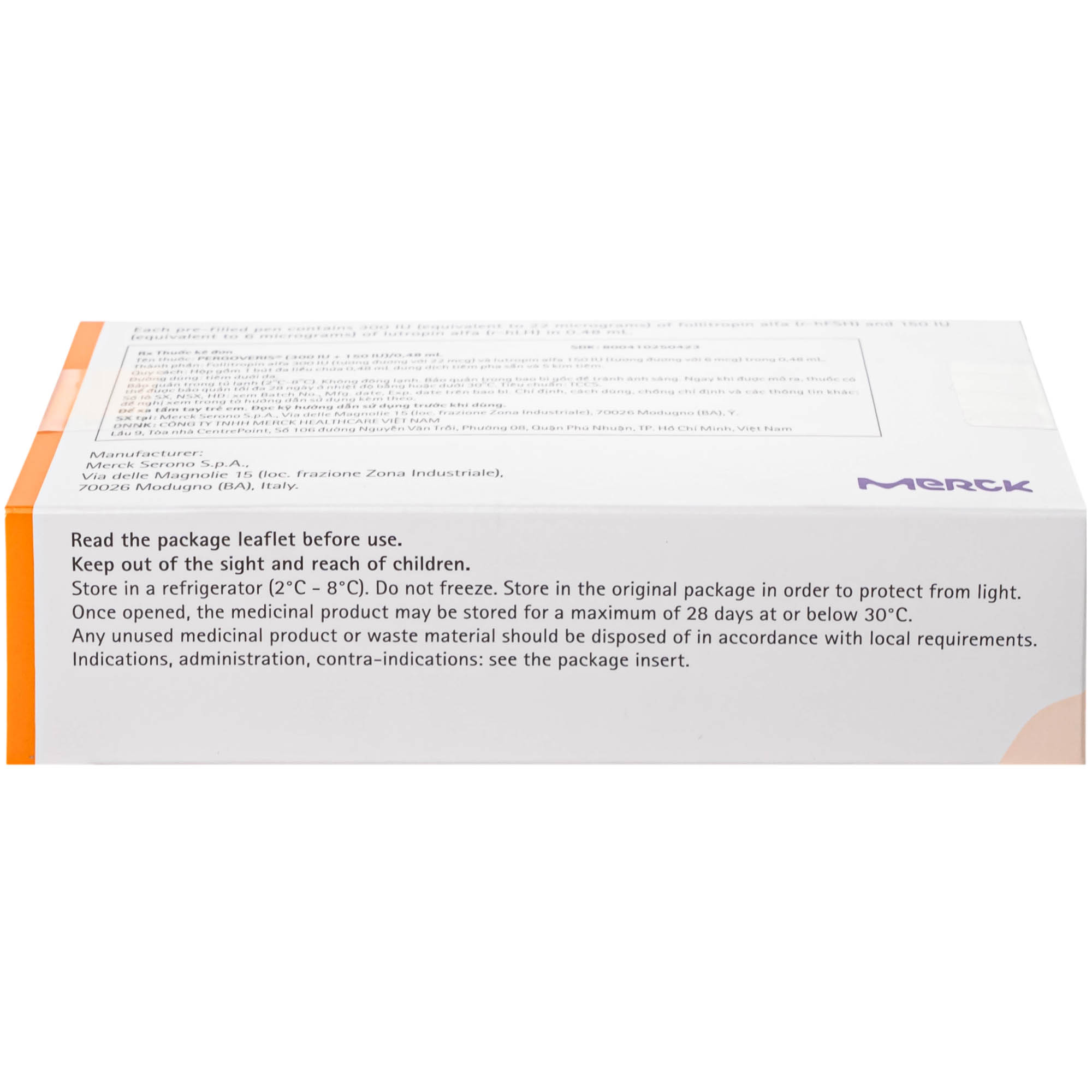 Pergoveris 300Iu + 150Iu  Merck 0.48Ml Điều Trị Hiếm Muộn