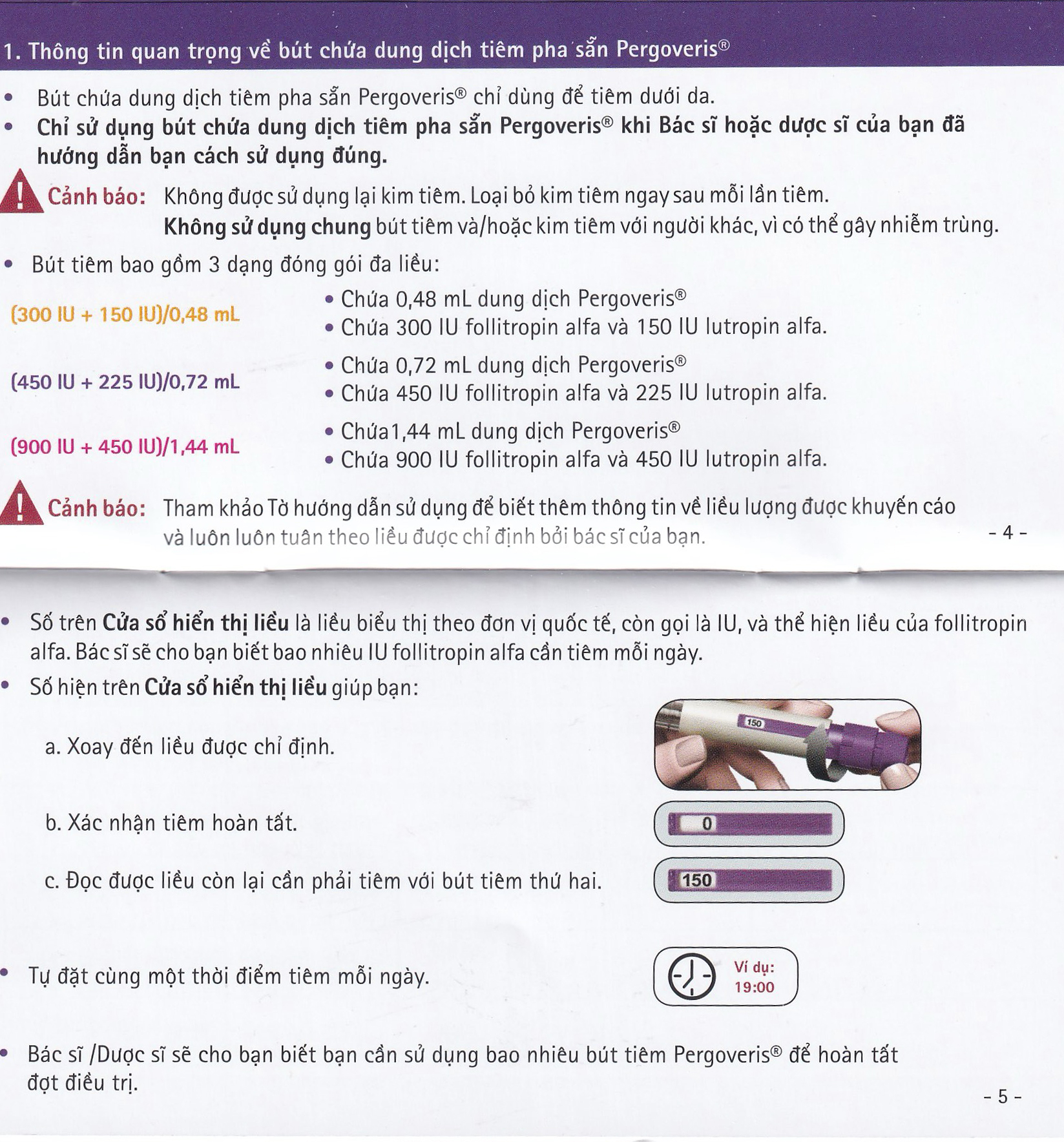 Pergoveris 300Iu + 150Iu  Merck 0.48Ml Điều Trị Hiếm Muộn