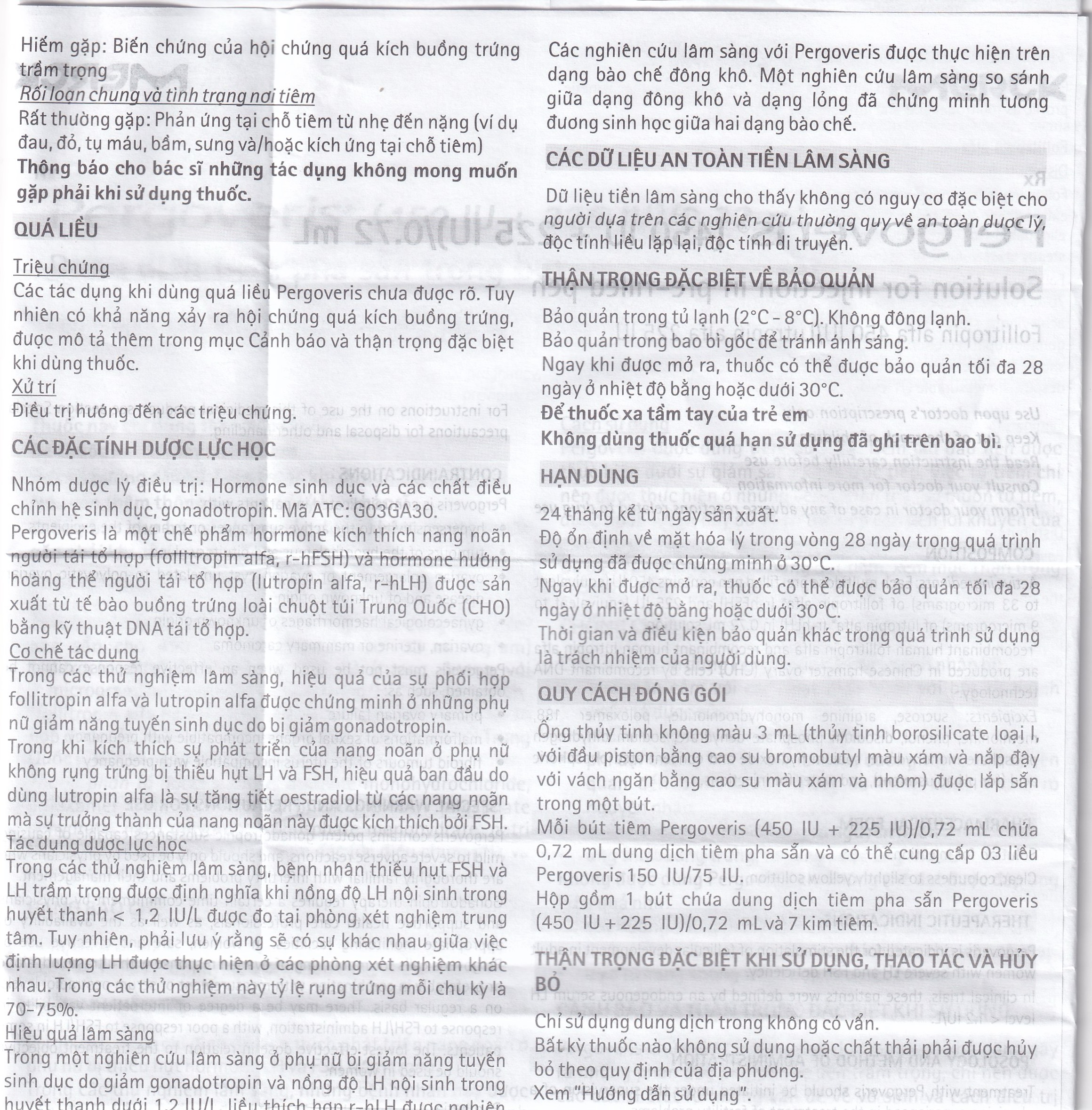 Pergoveris 450Iu + 225Iu Thuốc Kích Thích Noãn Phát Triển