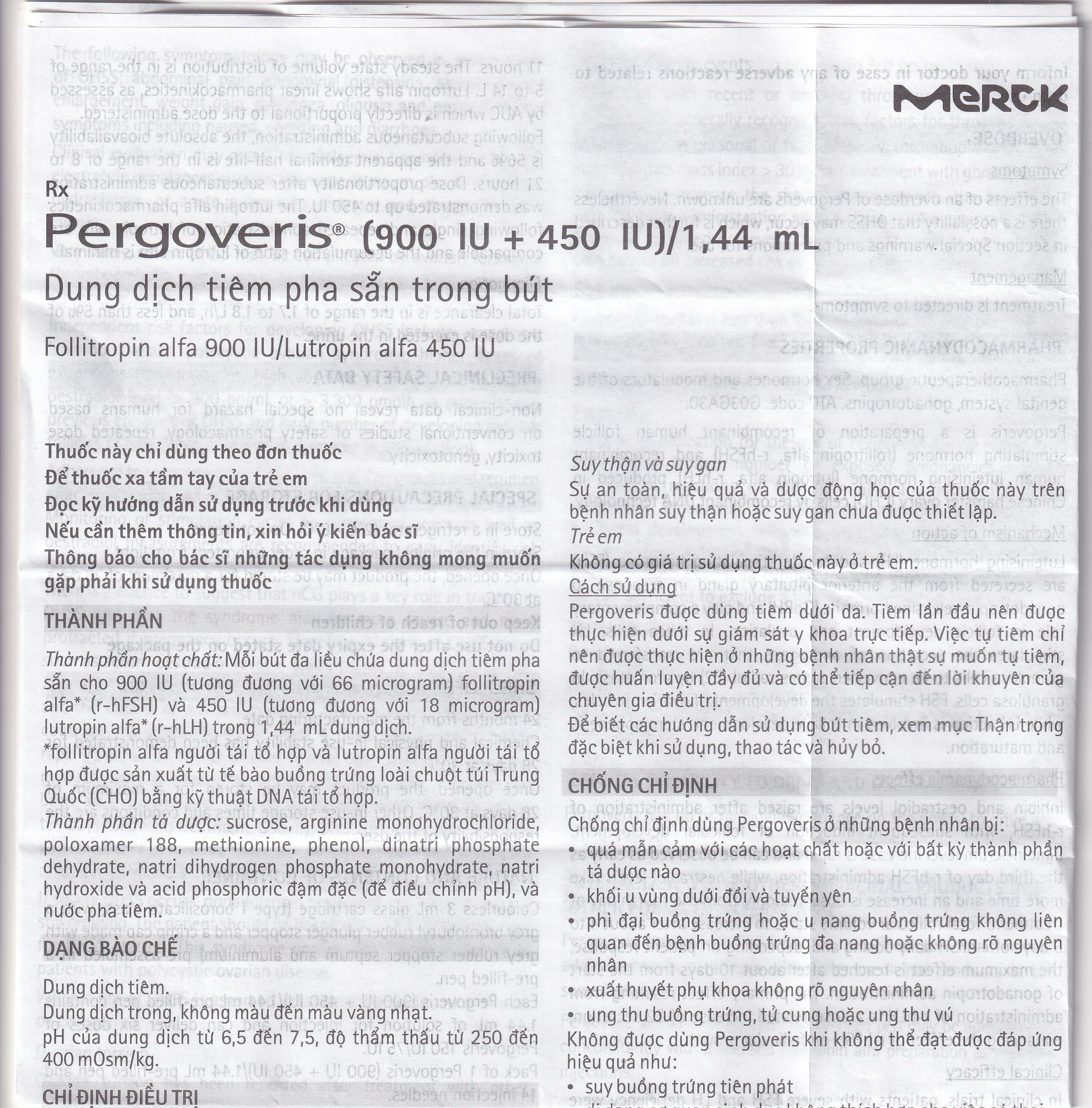 Pergoveris 900Iu + 450Iu Thuốc Kích Thích Noãn Phát Triển